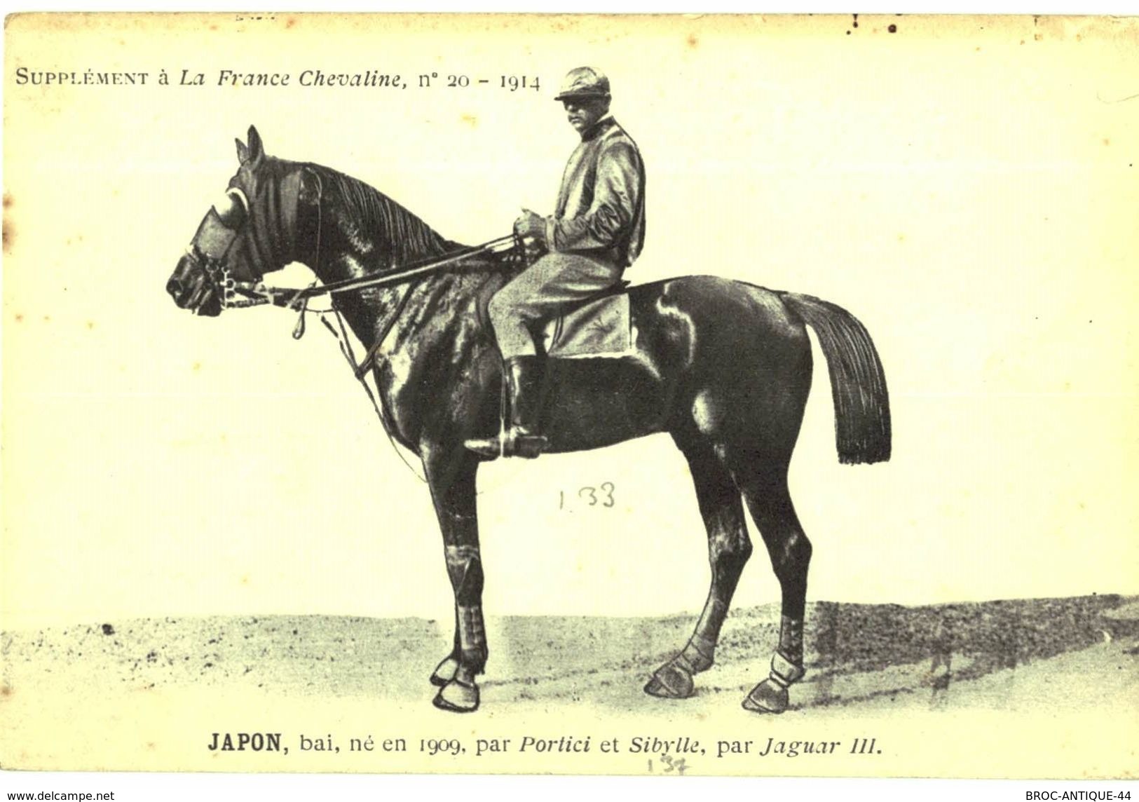 CPA N°896 - FRANCE CHEVALINE N°20 - 1914 - JAPON , BAI NE EN 1909, PAR PORTICI ET SIBYLLE PAR JAGUAR III - Hippisme