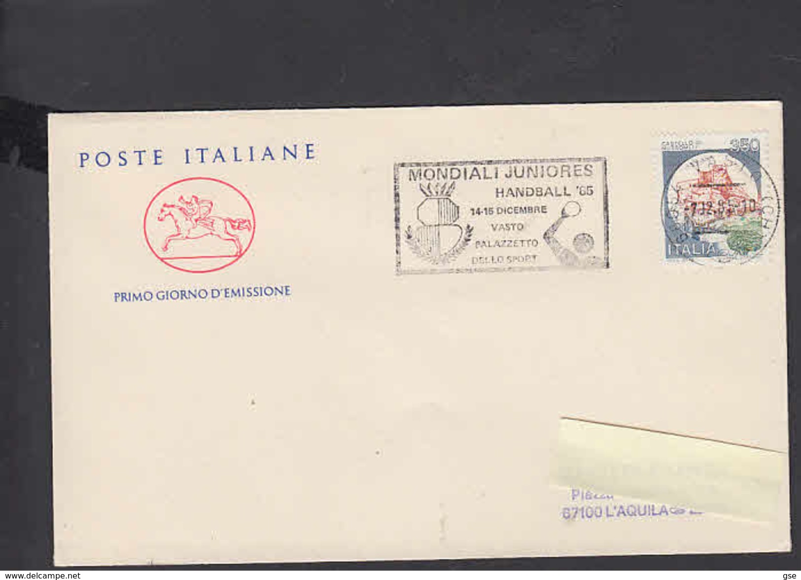 ITALIA  1985 - Annullo Speciale - Handball - Mondiali Juniores - Hand-Ball