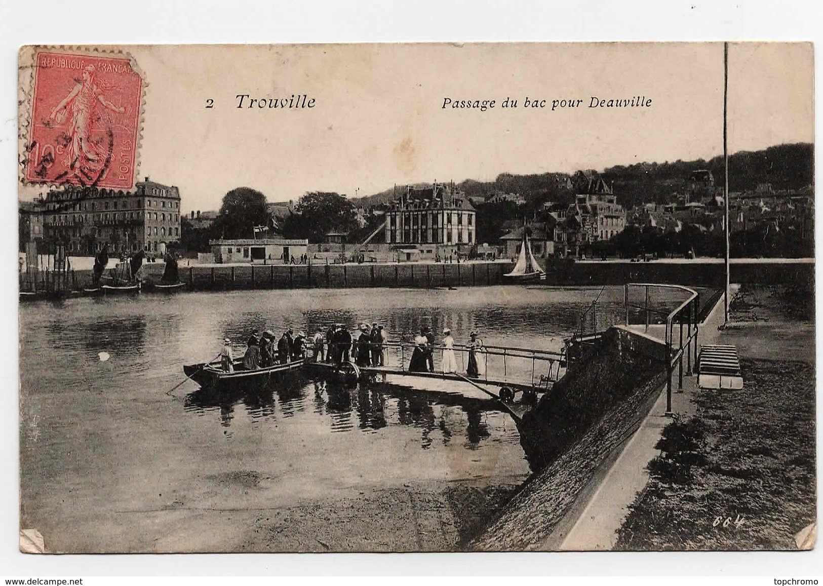 Carte Postale Trouville Passage Du Bac Pour Deauville 1905 - Trouville