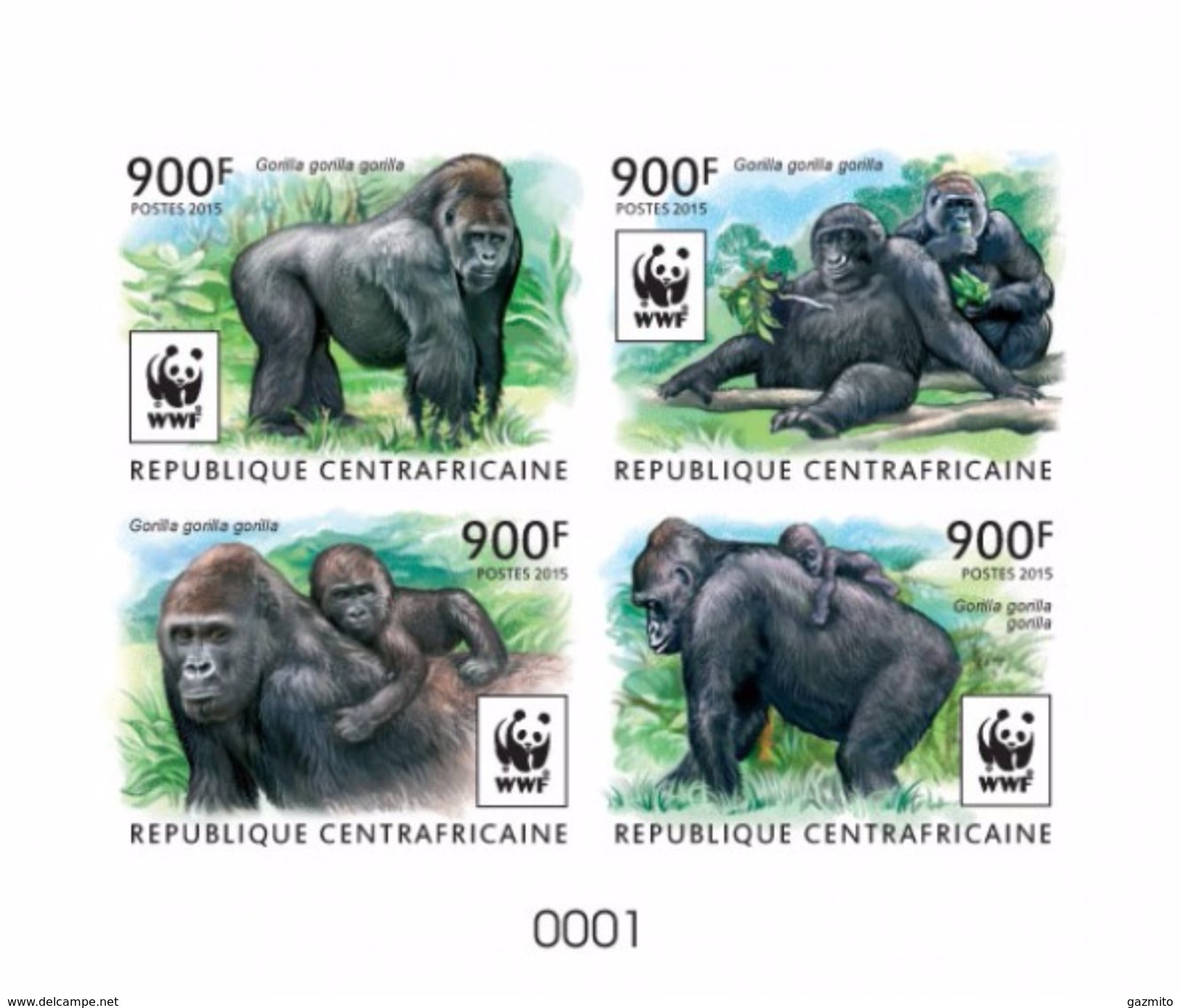 Centrafrica 2015, WWF, Gorillas, 4val In BF De Luxe - Gorilas