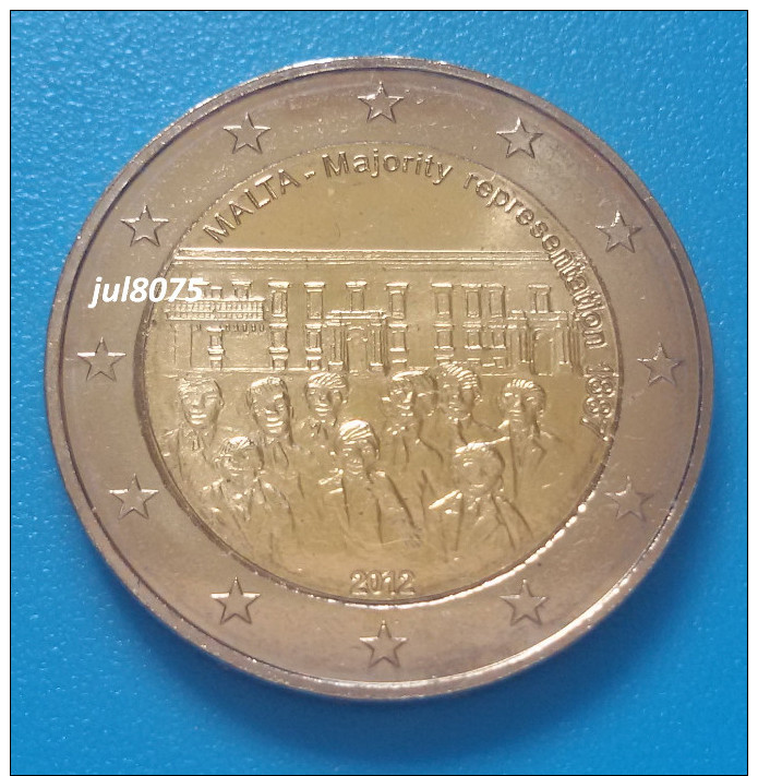 2 Euro Commemorative Malte 2012 Majorité Représentative 1887 PIECE NEUVE UNC - Malta