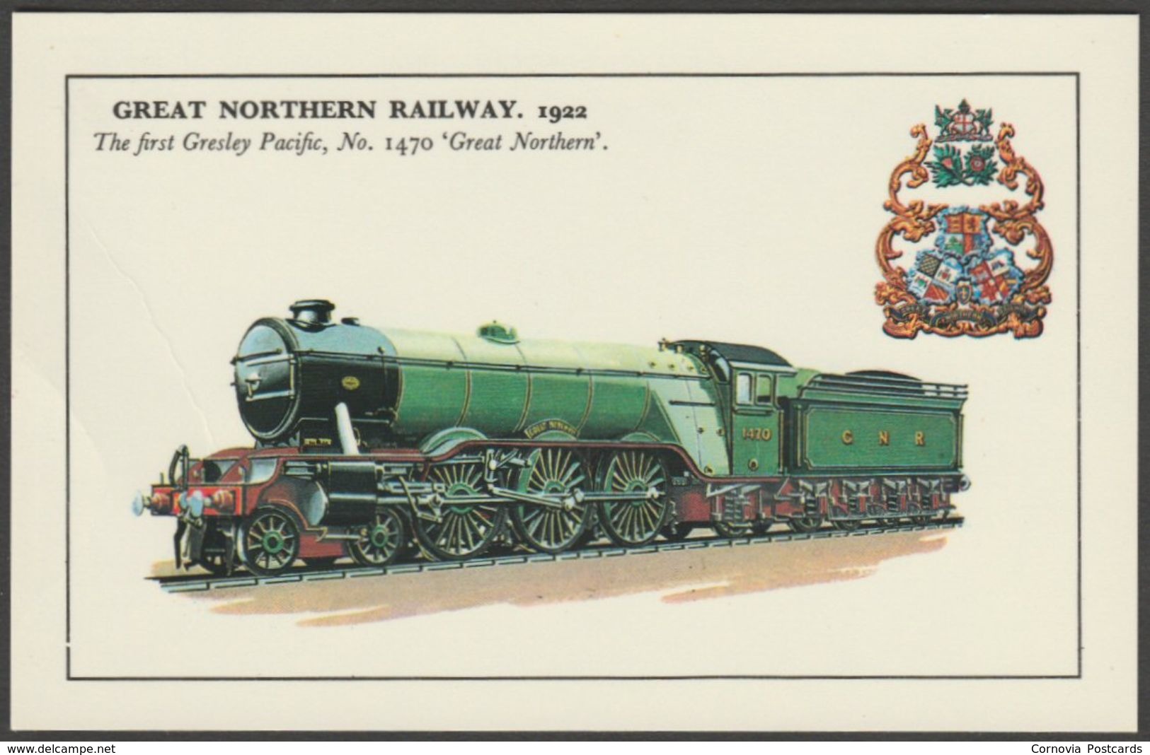 Great Northern Railway Gresley Pacific No 1470 'Great Northern' - Colourmaster Postcard - Trains