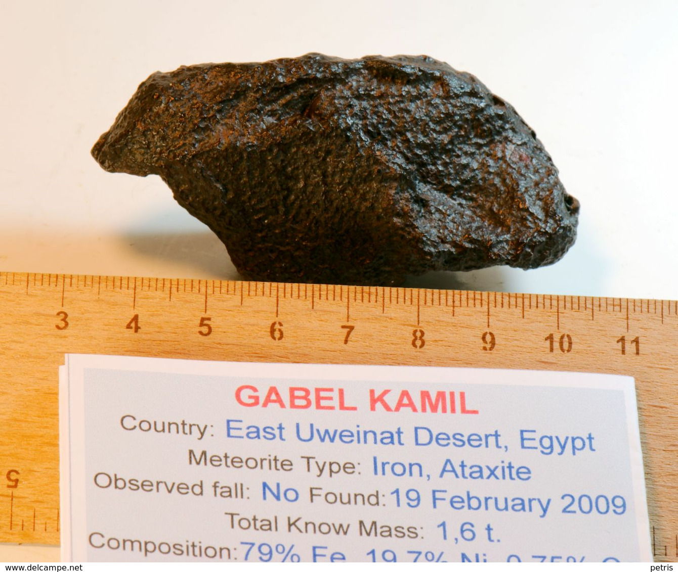 Meteorite Gabel Kamil, Egypt, Ataxite 192 g. With Authenticity Certificate - Lot. M012