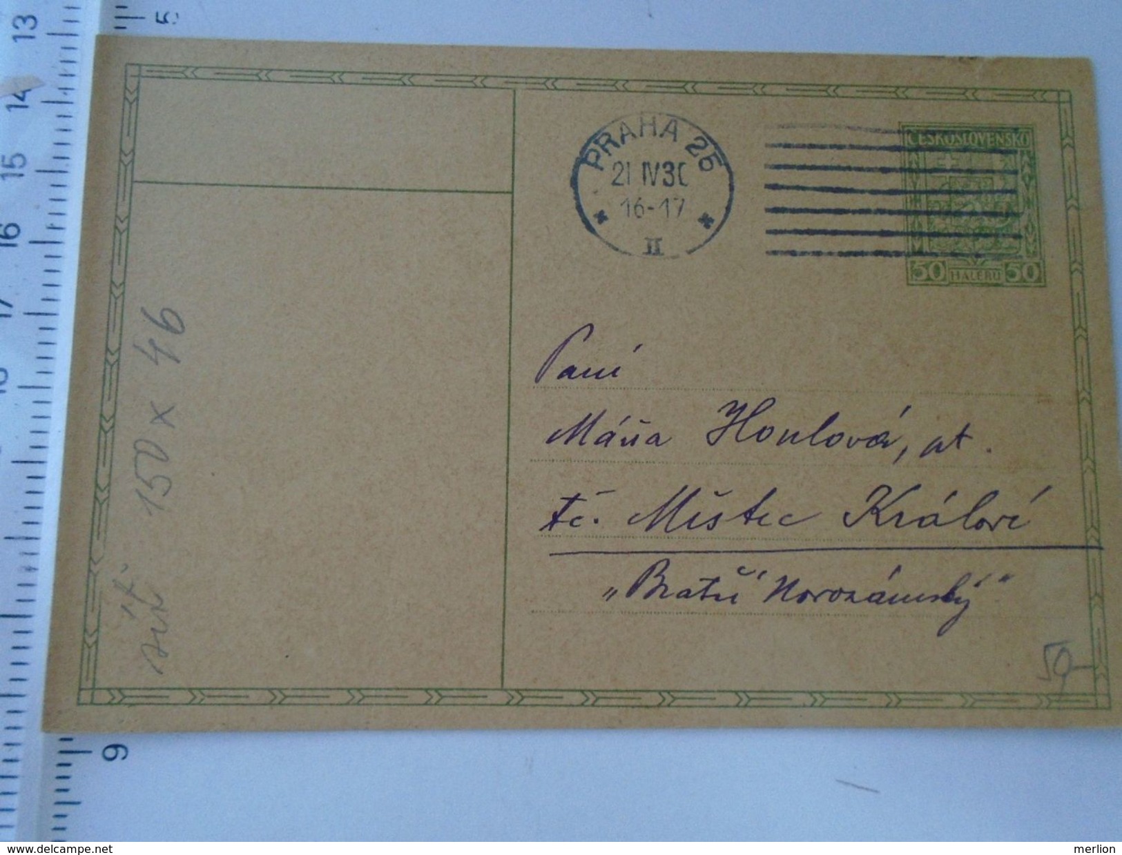 D151464 Postkarte - Praha  1930  Postal Stationery - Briefe U. Dokumente