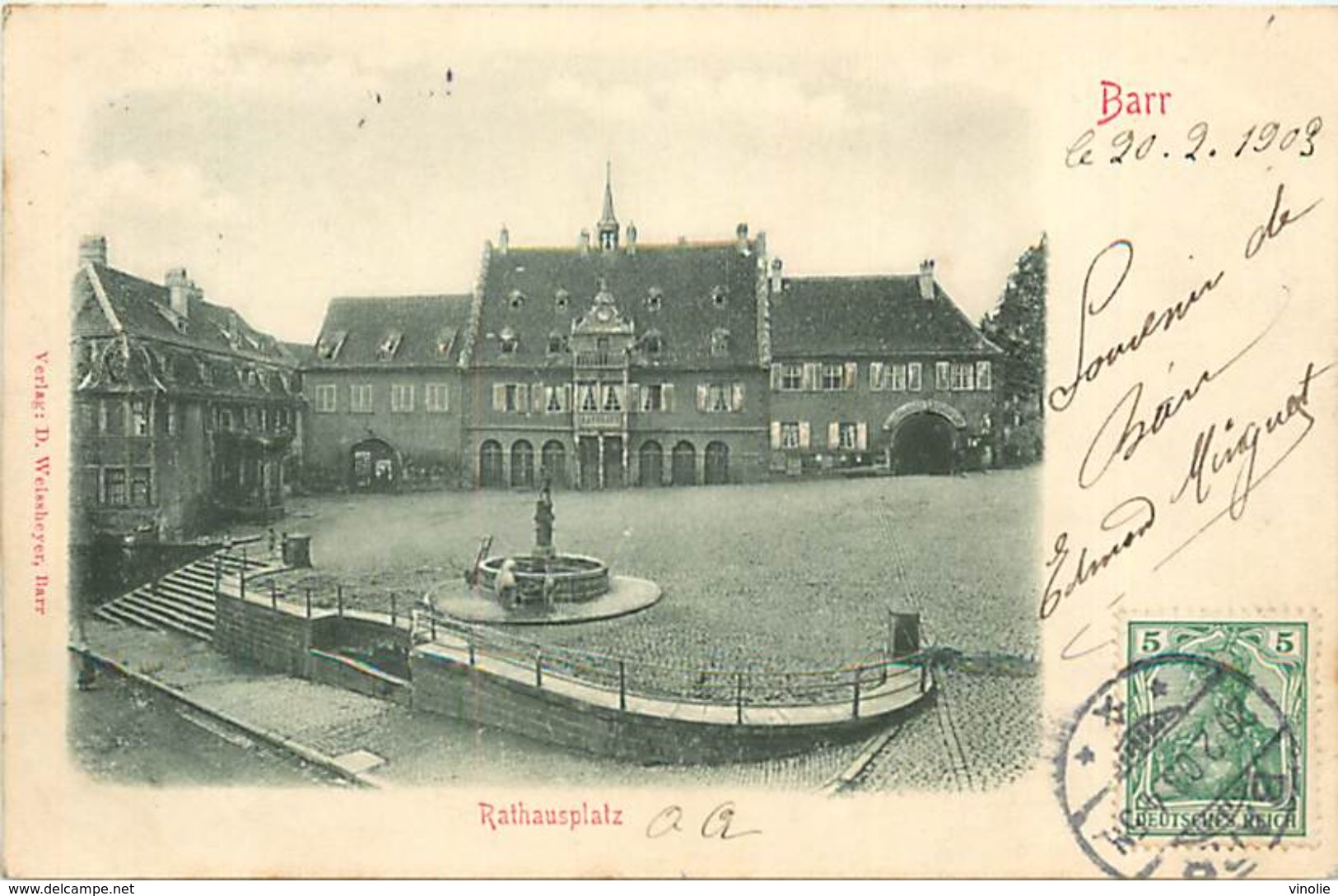 A-17.6827 : BARR  RATHAUSPLATZ. CARTE EN RELIEF GAUFFREE - Barr