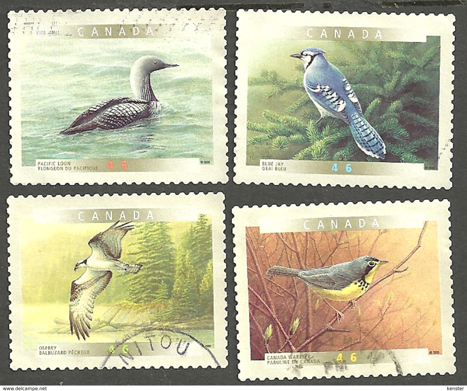 Sc # 1843-46 Birds Of Canada #5b Self Adhesive Used Set 2000 K418 - Oblitérés