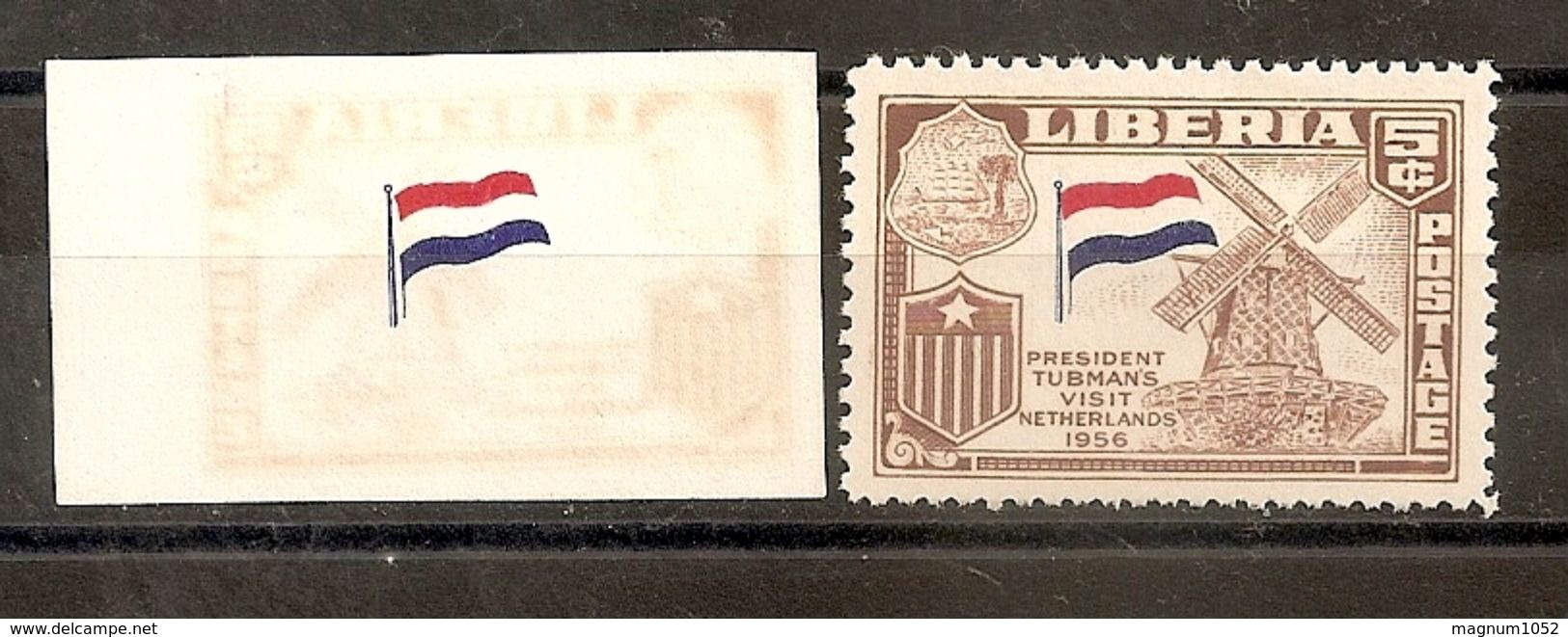 VARIETE PA **  LIBERIA  ANNEE 1956 - 1 TB NON DENTELE AVEC DRAPPEAU PAYS - BAS SUR GOMME  - TIMBRE NORMAL NON FOURNI - Liberia