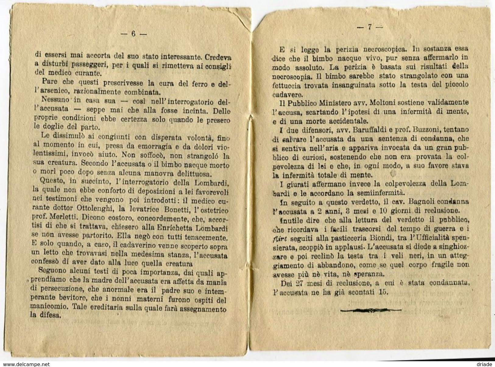 LIBRETTO RACCONTI DI REALI FATTI TERRIBILI AVVENTUI A FERRARA E FORLì TIPOGRAFIA FIORENZUOLA D'ARDA PIACENZA - Collections