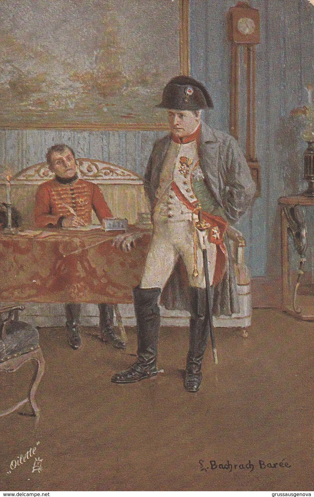 12647)  TUCK'S OILETTE CONOISSEUR 2853 Napoleon Standing With Hands Behind Back In Front Of Table With Officer Seated - Tuck, Raphael