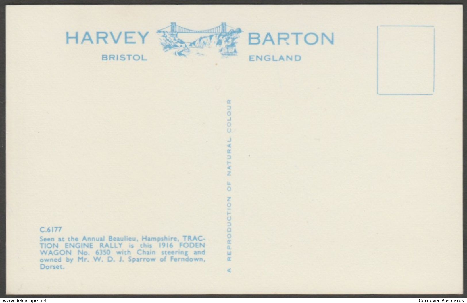 Foden 5 Ton Steam Wagon No 6350 At Beaulieu, Hampshire - Harvey Barton Postcard - Other & Unclassified