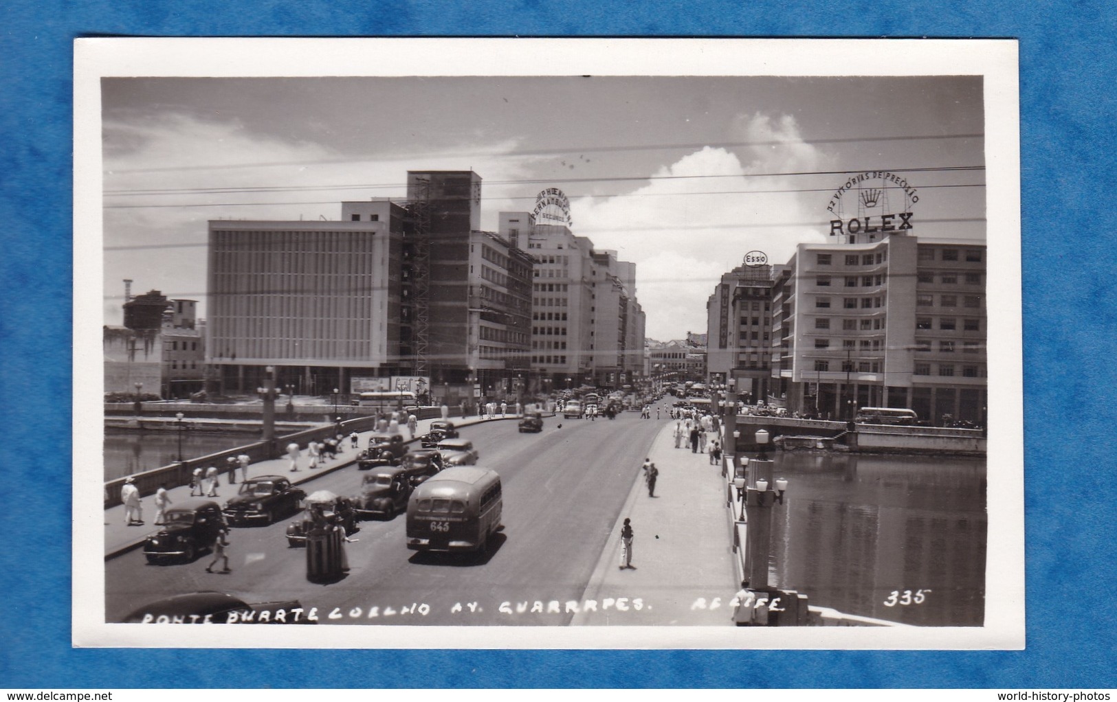 CPA - RECIFE , Brasil - Ponte Duarte Coelho - Av. Guarrapes - Automobile Autobus Auto - Publicité ROLEX , ESSO - Recife