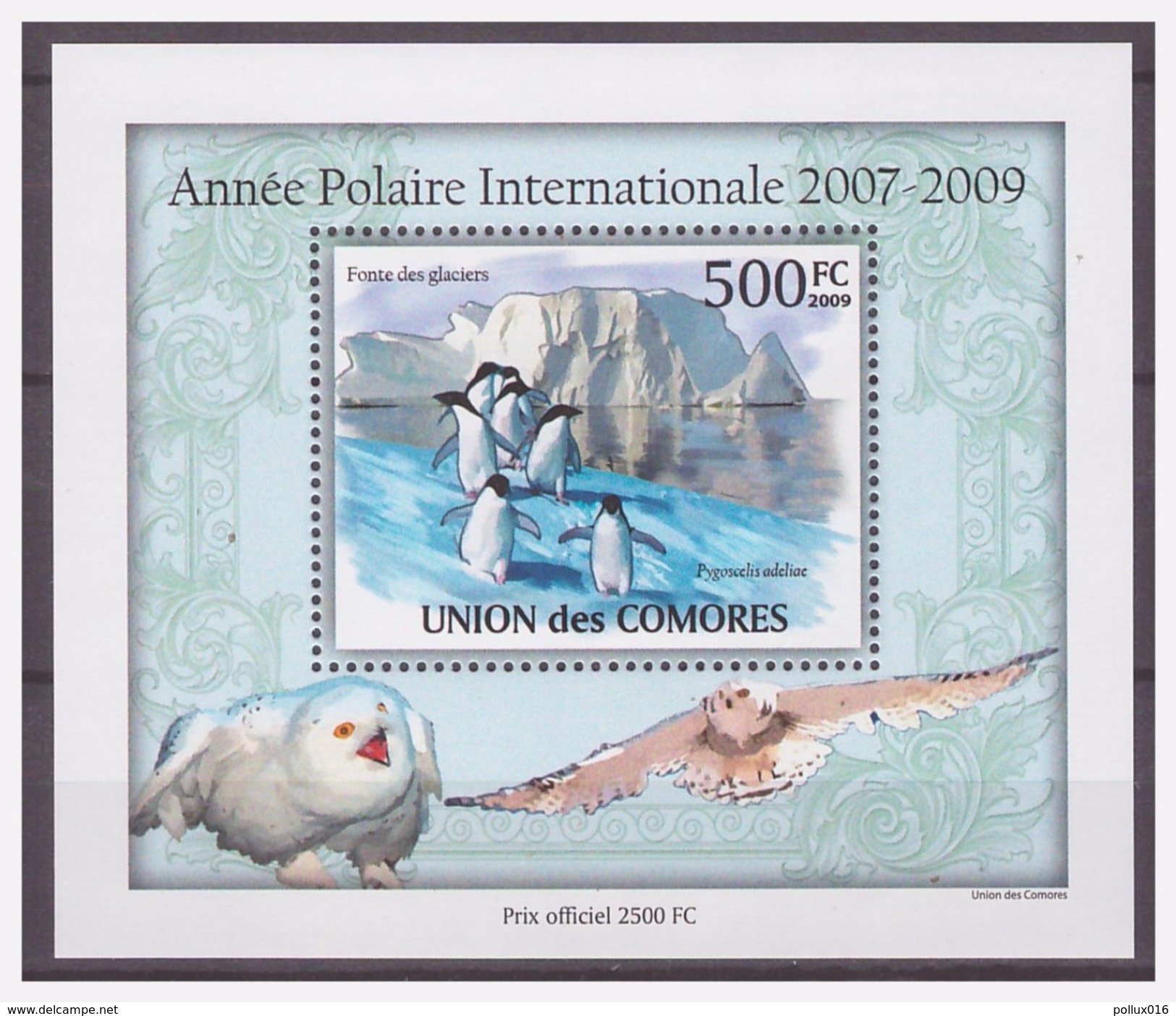 0247 Comores 2009 Pinguin Snow Owl S/S MNH - Pinguïns & Vetganzen