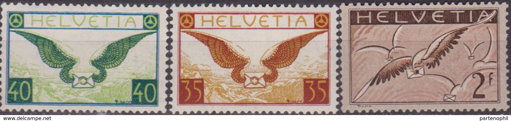 Switzerland - Svizzera 1929/30: Simboli Posta Aerea Carta Opaca A13a/A15a MH - Nuovi