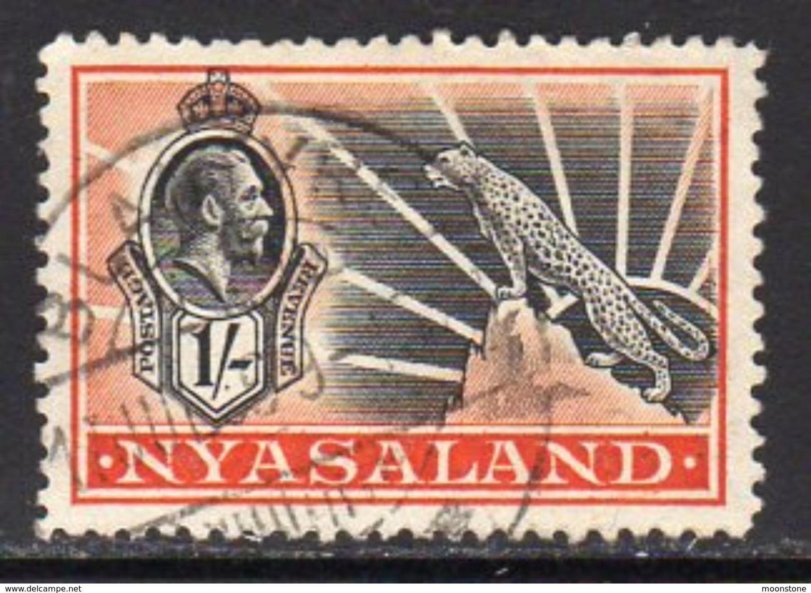 Nyasaland 1934-5 GV 1/- Value, Wmk. Multiple Script CA, Used, SG 122 (BA2) - Nyasaland (1907-1953)