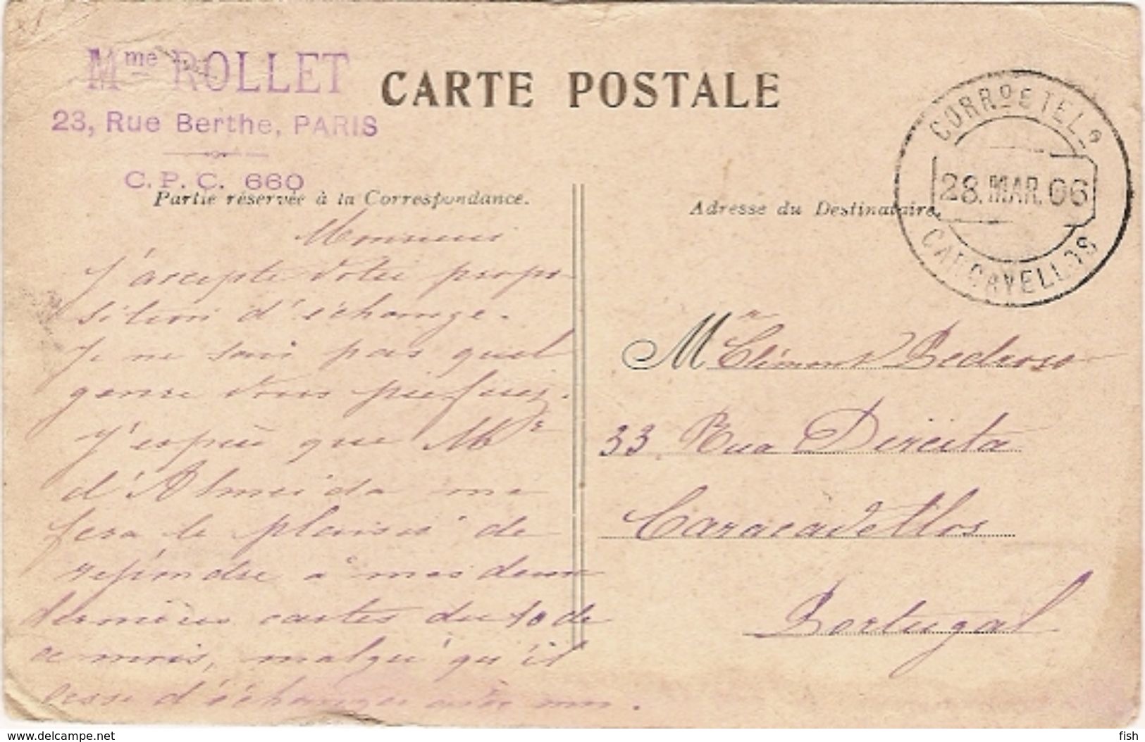 France & Circulad Postal, Paris, La Staue De La République To  Carcavelos Portugal 1906 (19) - Denkmäler