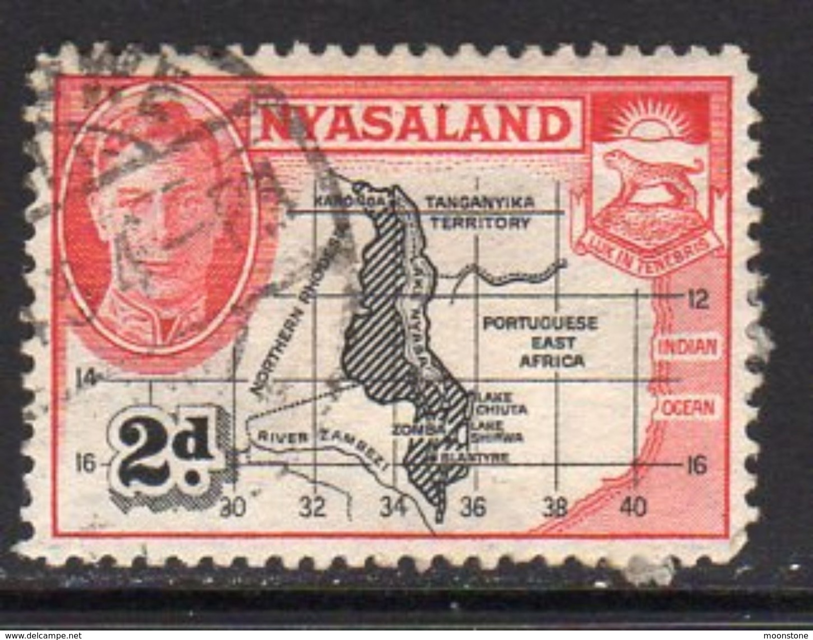 Nyasaland 1945 GVI 2d Map, Used, SG 147 (BA2) - Nyasaland (1907-1953)