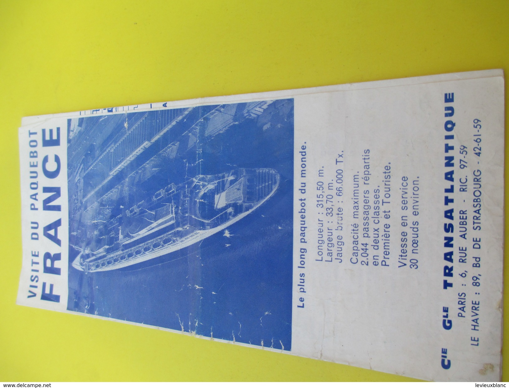 Marine /Visite Du Paquebot "FRANCE"/ Cie Générale Transatlantique/Guide De Visite/Dépliant à 5 Volets/1963       MAR47 - Boats