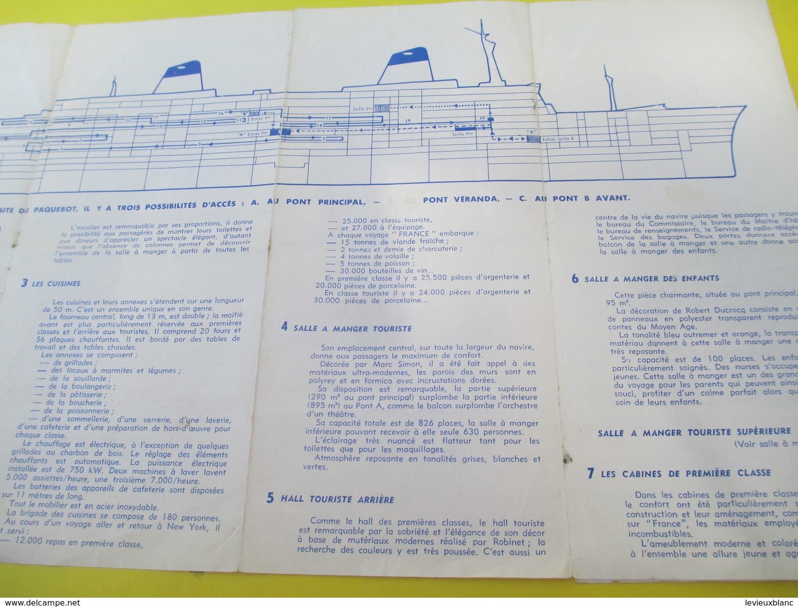 Marine /Visite Du Paquebot "FRANCE"/ Cie Générale Transatlantique/Guide De Visite/Dépliant à 5 Volets/1963       MAR47 - Bateaux