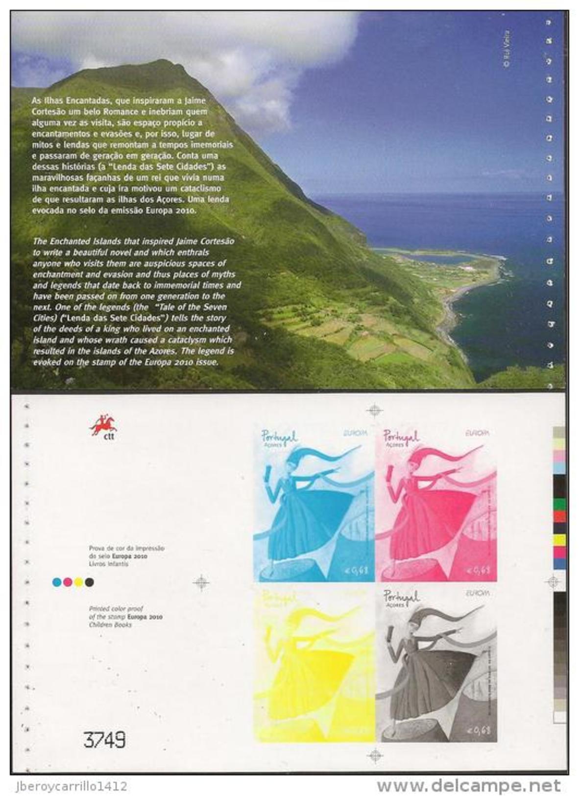 AZORES -CARNET PRESTIGIO- PRUEBAS COLOR NUMERADA, SERIE Y HOJITA BLOQUE Del EUROPA-CEPT 2010 "LIBROS PARA NIÑOS" - 2010