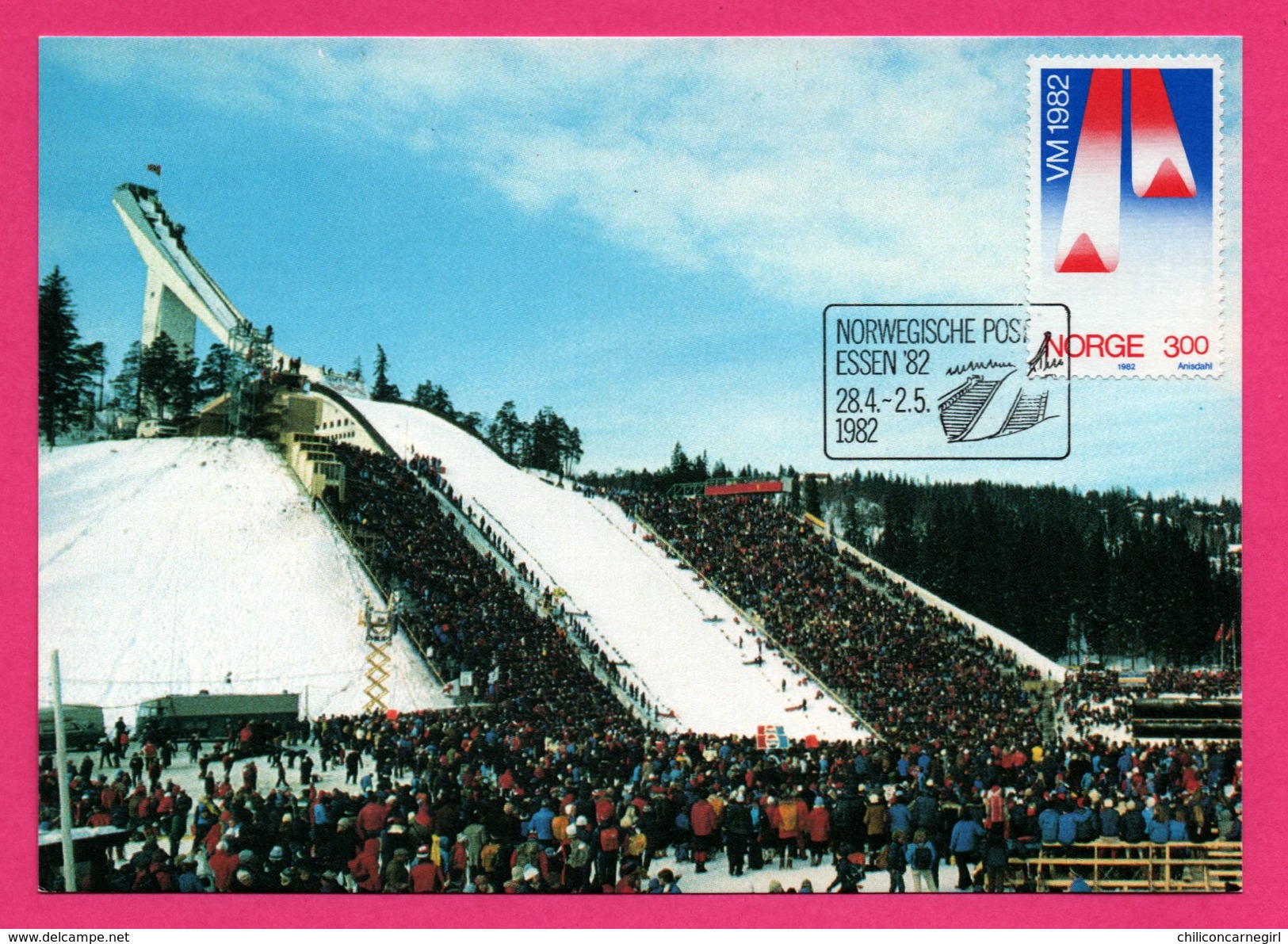 Carte Maximum - Saut à Ski - Norwegische Post Essen 1982 - Die Holmenkollen Sprungschanze In Oslo - Maximumkarten (MC)