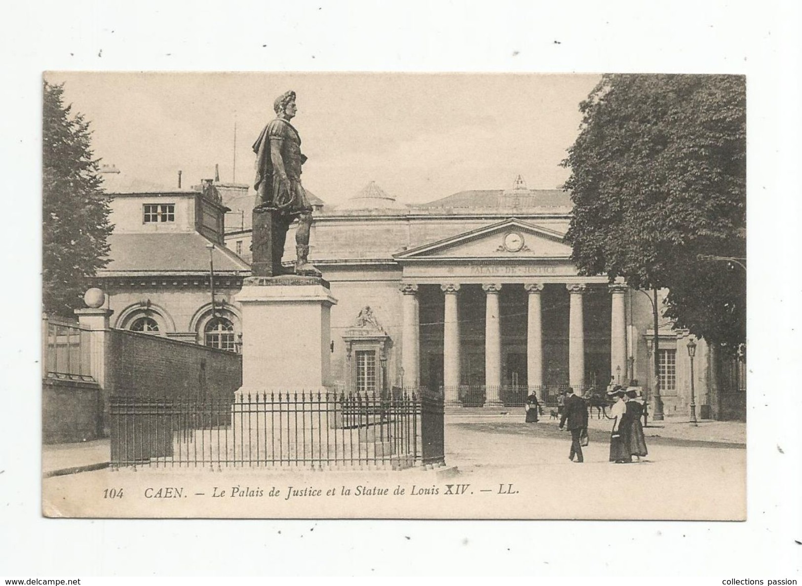 Cp,  14 , CAEN , Le Palais De Justice Et La Statue De LOUIS XIV , Vierge - Caen