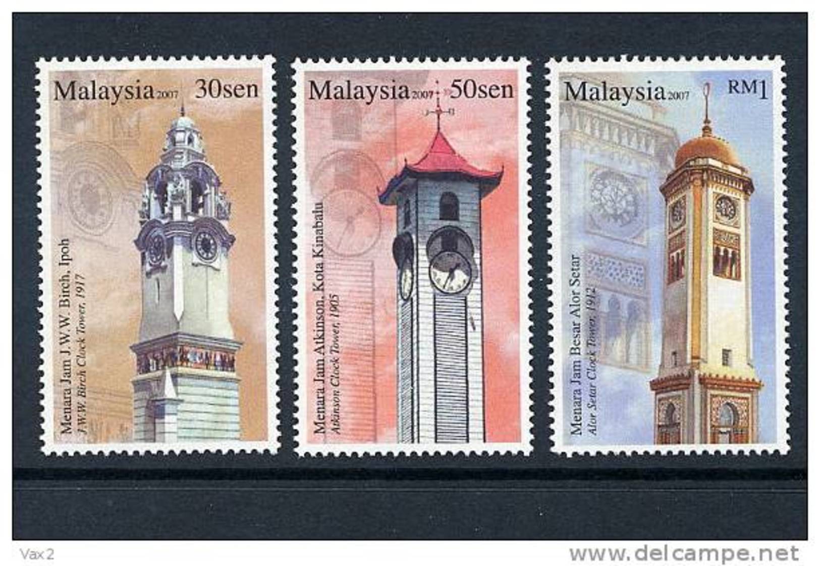 Malaysia 2007 S#1157-1159 Clock Towers MNH Historical Buildings - Malaysia (1964-...)