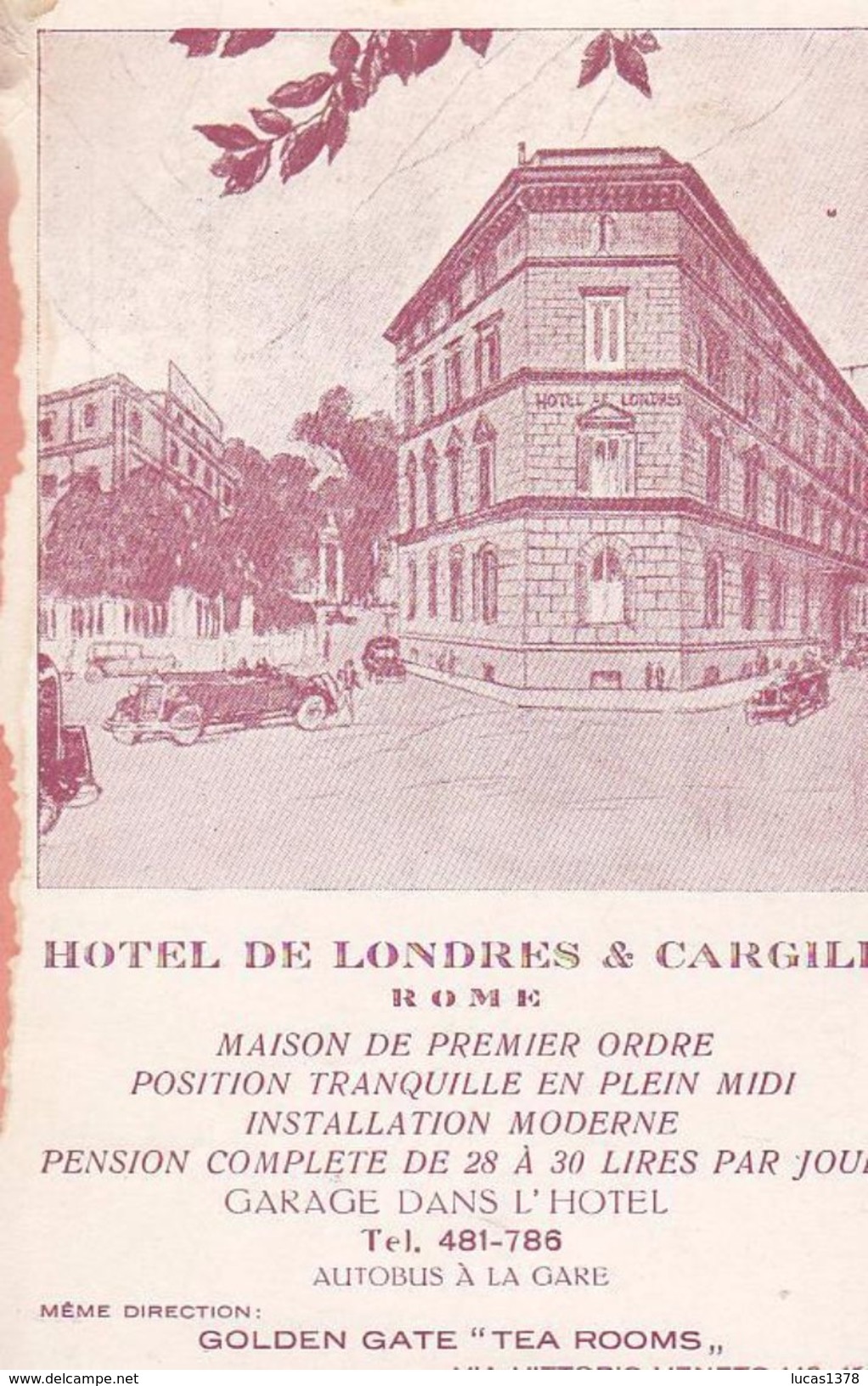 ROME / HOTEL DE LONDRES ET CARGILL - Cafes, Hotels & Restaurants