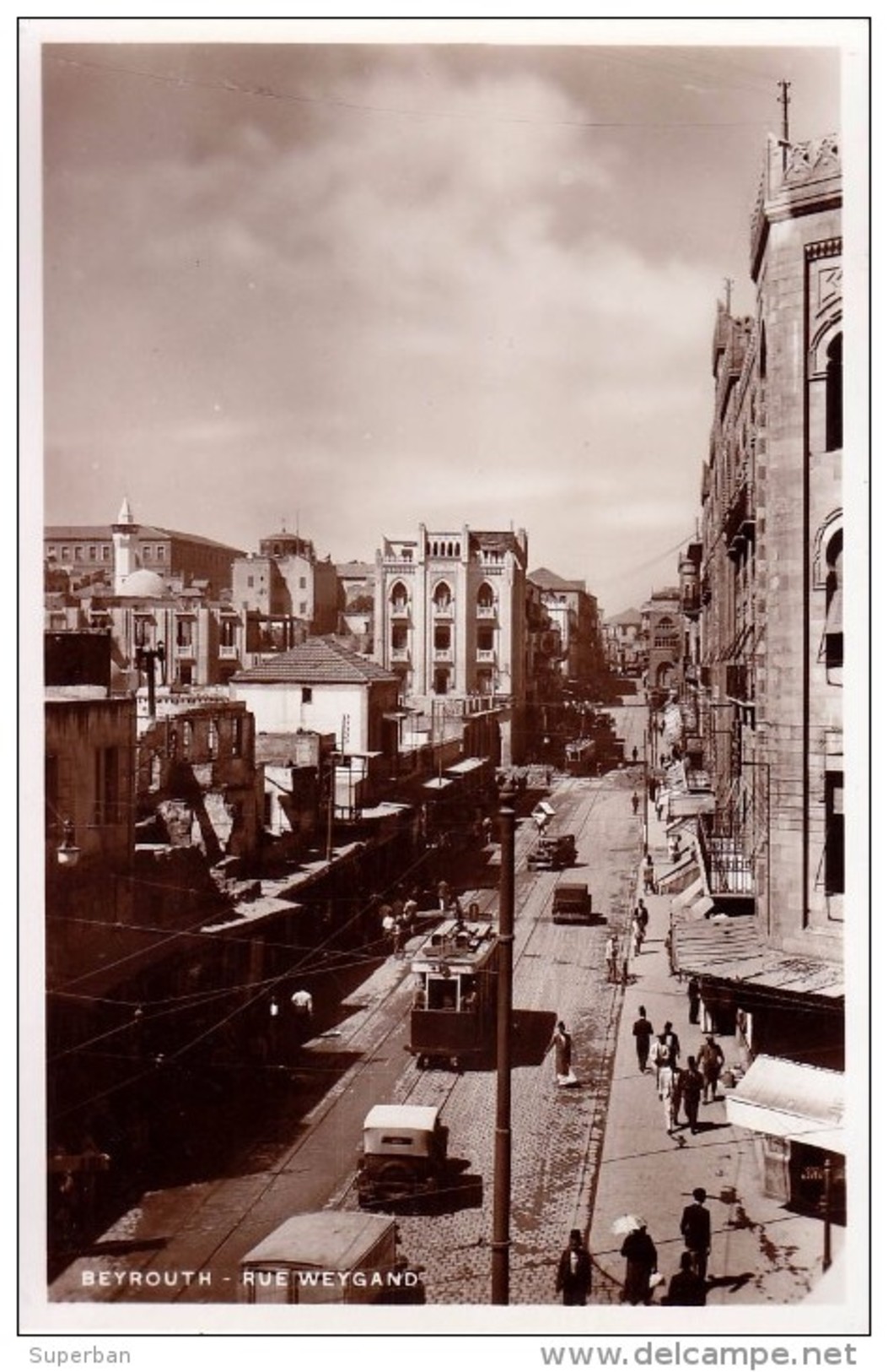 BEYROUTH / BEIRUT : RUE WEYGAND - CARTE VRAIE PHOTO / REAL PHOTO POSTCARD - ANNÉE / YEAR ~ 1930 (w-406) - Libanon