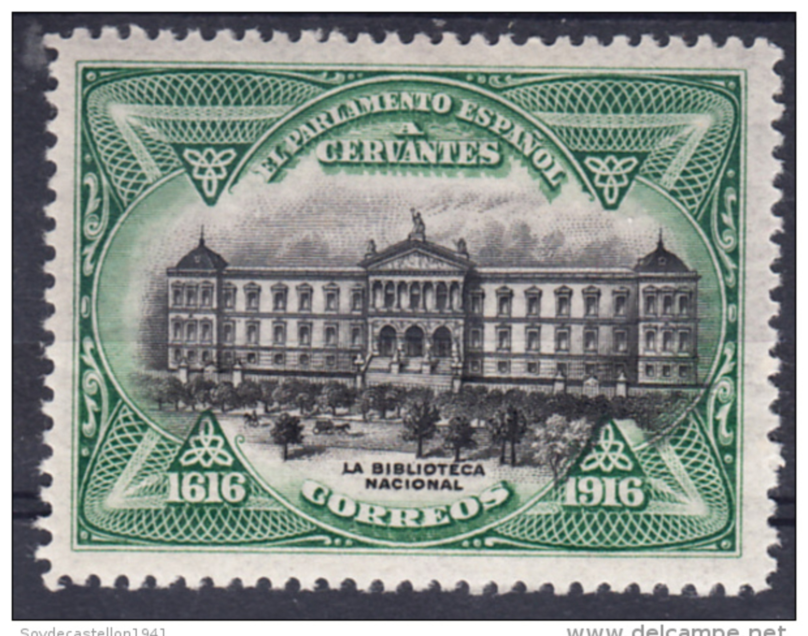 ESPAÑA 1916.3er CENTENARIO DE CERVANTES   .EDIFIL Nº FR 11.VERDE    NUEVO CON CHARNELA   .SES1001 - Nuevos