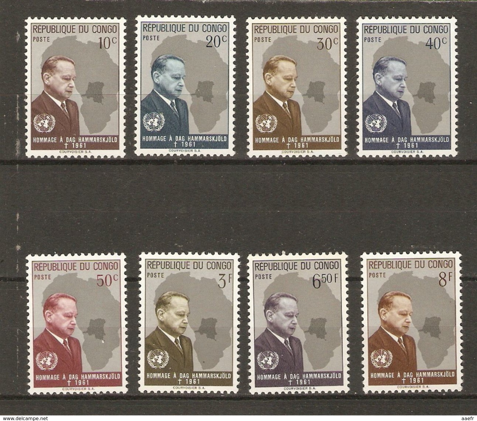 Congo - 1962 - Hommage à Dag Hammarskjöld - Série Complète MNH - 454/461 - Other & Unclassified