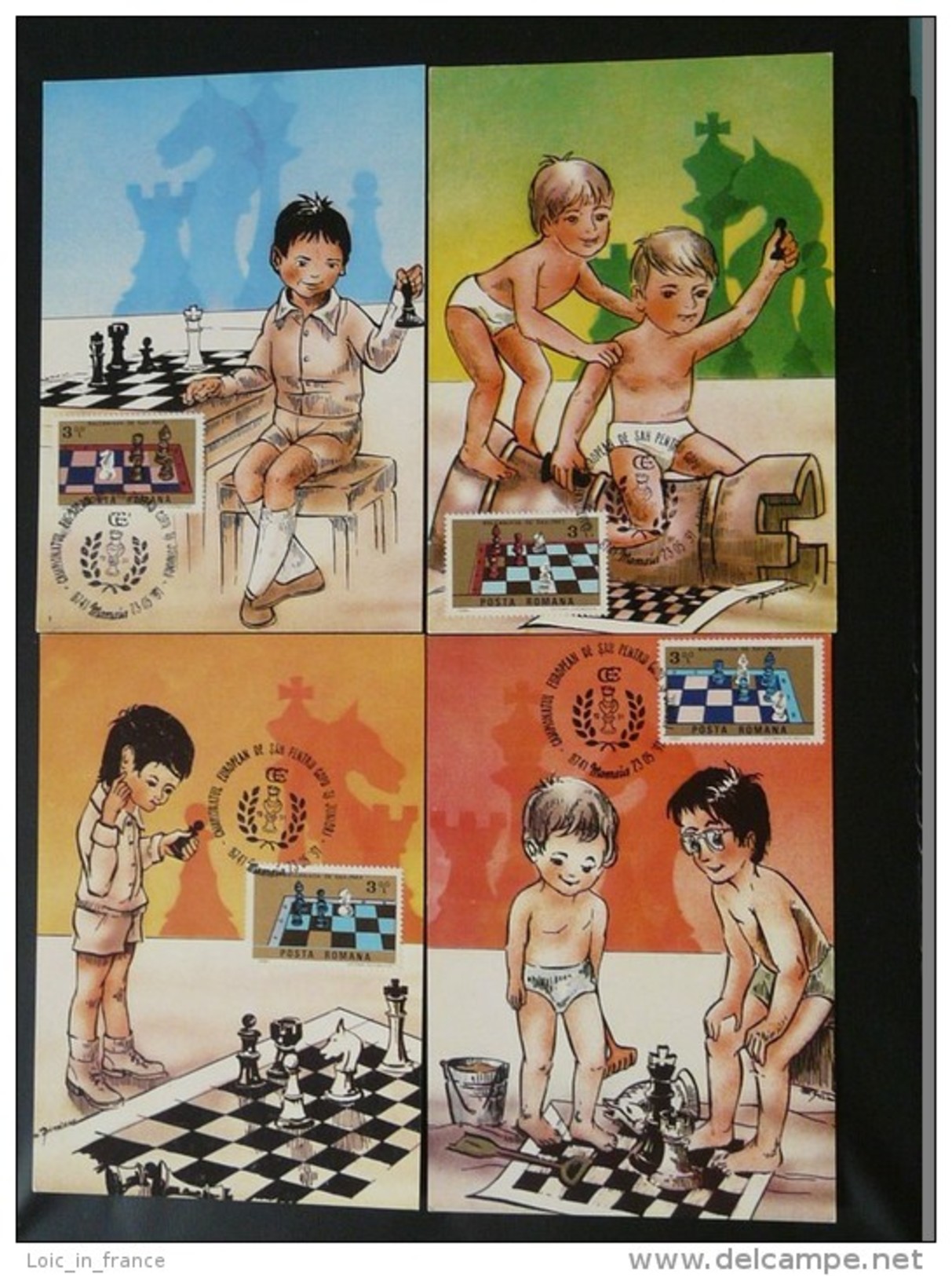 Carte Maximum Card (x4) échecs Chess Roumanie Romania Ref 72419 - Cartes-maximum (CM)