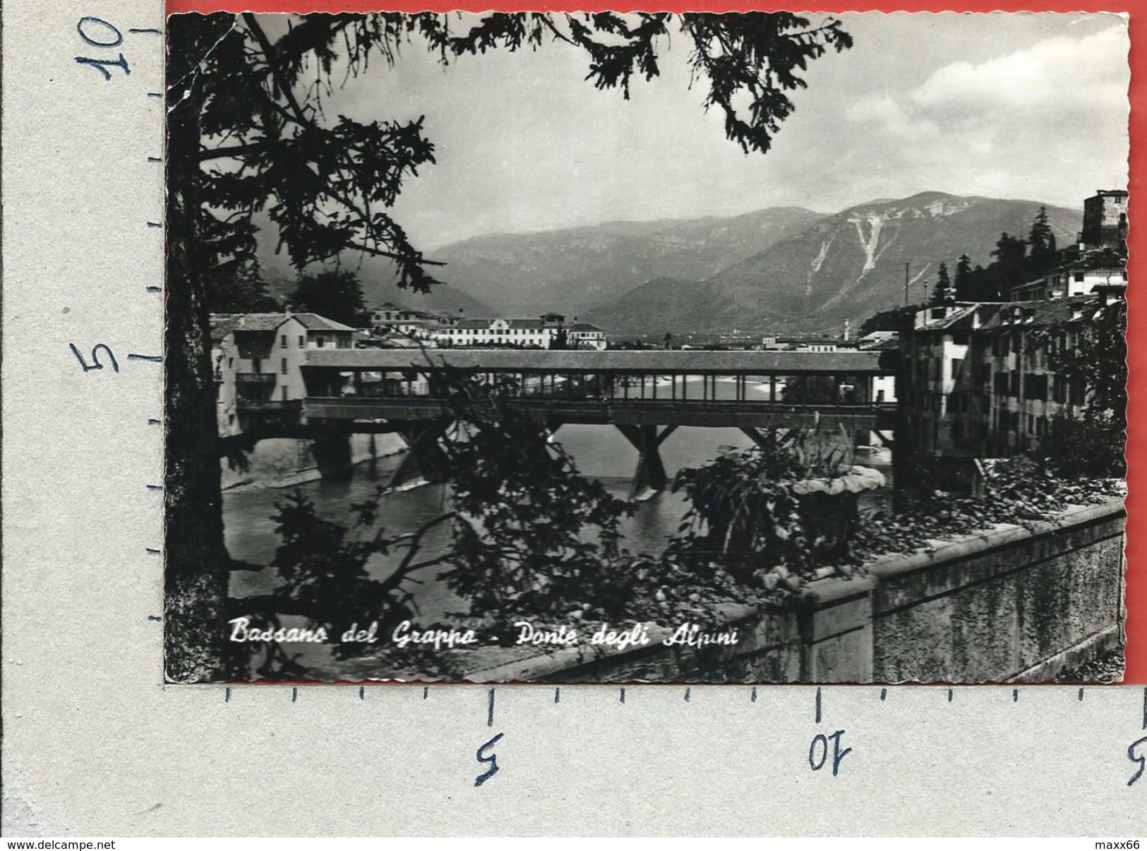 CARTOLINA VG ITALIA - BASSANO DEL GRAPPA (TV) - Ponte Degli Alpini - 10 X 15 - ANN. 1954 - Treviso