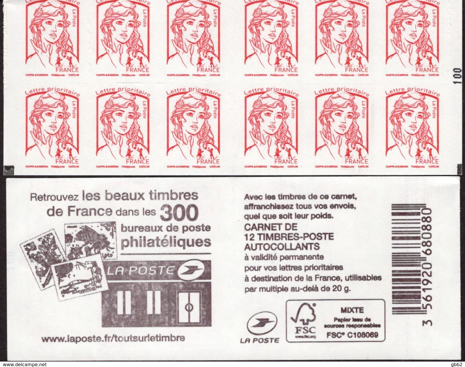 CARNET Marianne De Ciappa-Kawena "RETROUVEZ LES BEAUX TIMBRES DE FRANCE" Avec Double Carré Noir. RARE A SAISIR. - Autres & Non Classés