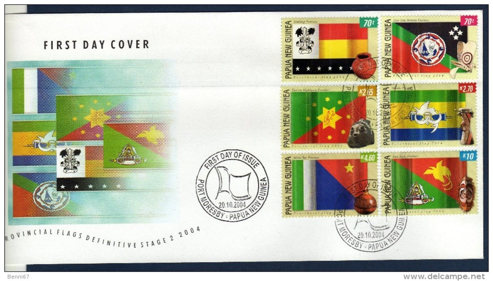 PAPOUASIE Papua New Guinea 2004 Flag Drapeau Yv 1032/37 Mi 1093/98 FDC - Enveloppes