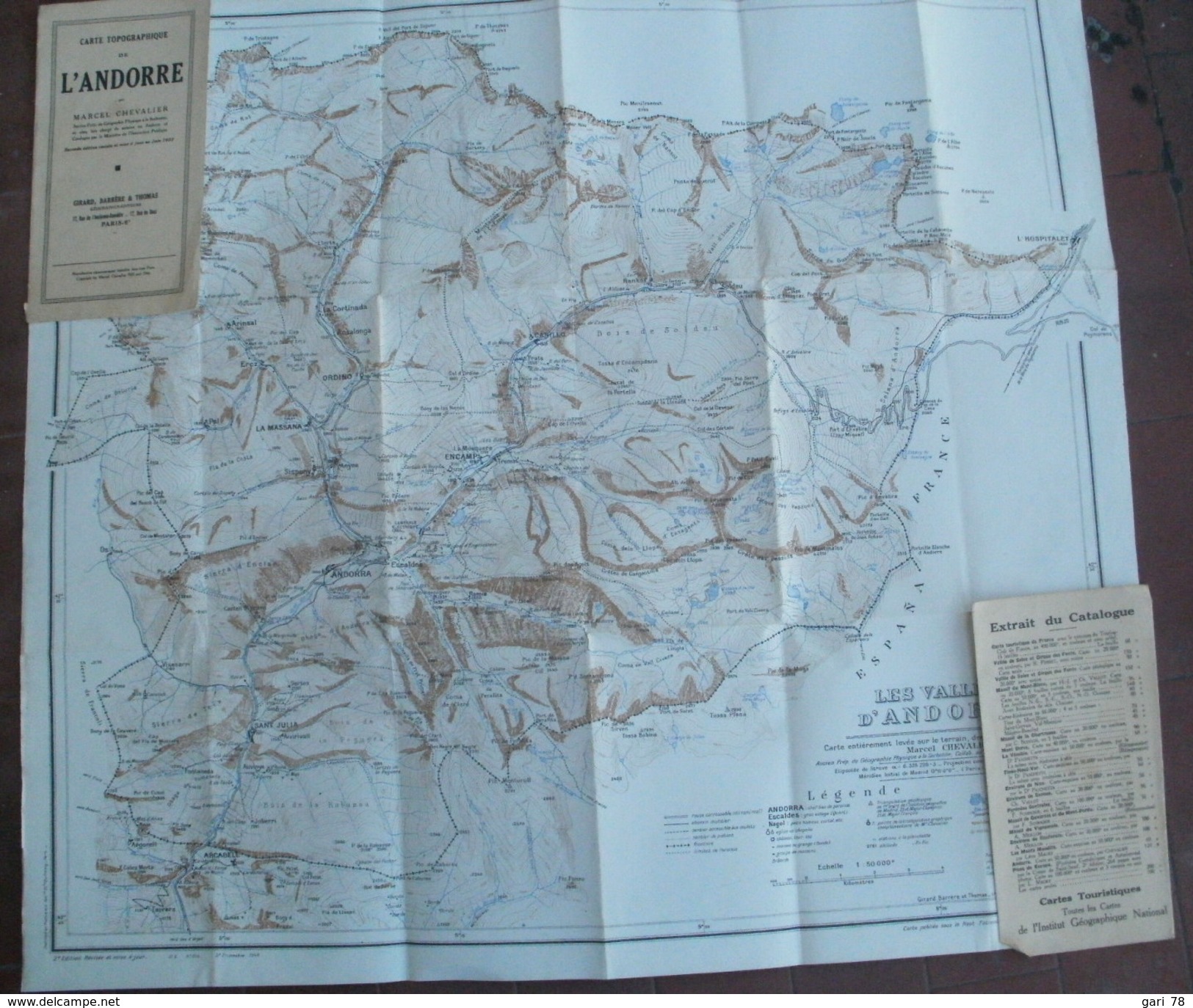 Carte Topographique De L'Andorre, Seconde édition 1933 Par Marcel CHEVALIER - Cartes Topographiques