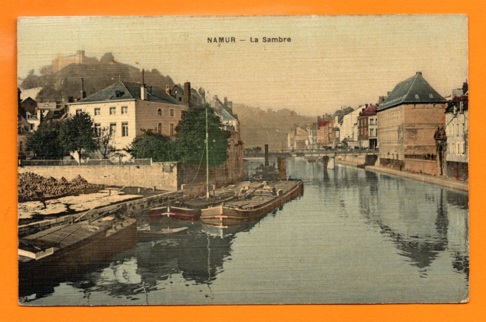 Namur. La Sambre, Péniches. 1909 ( Papier Gaufré). - Namur