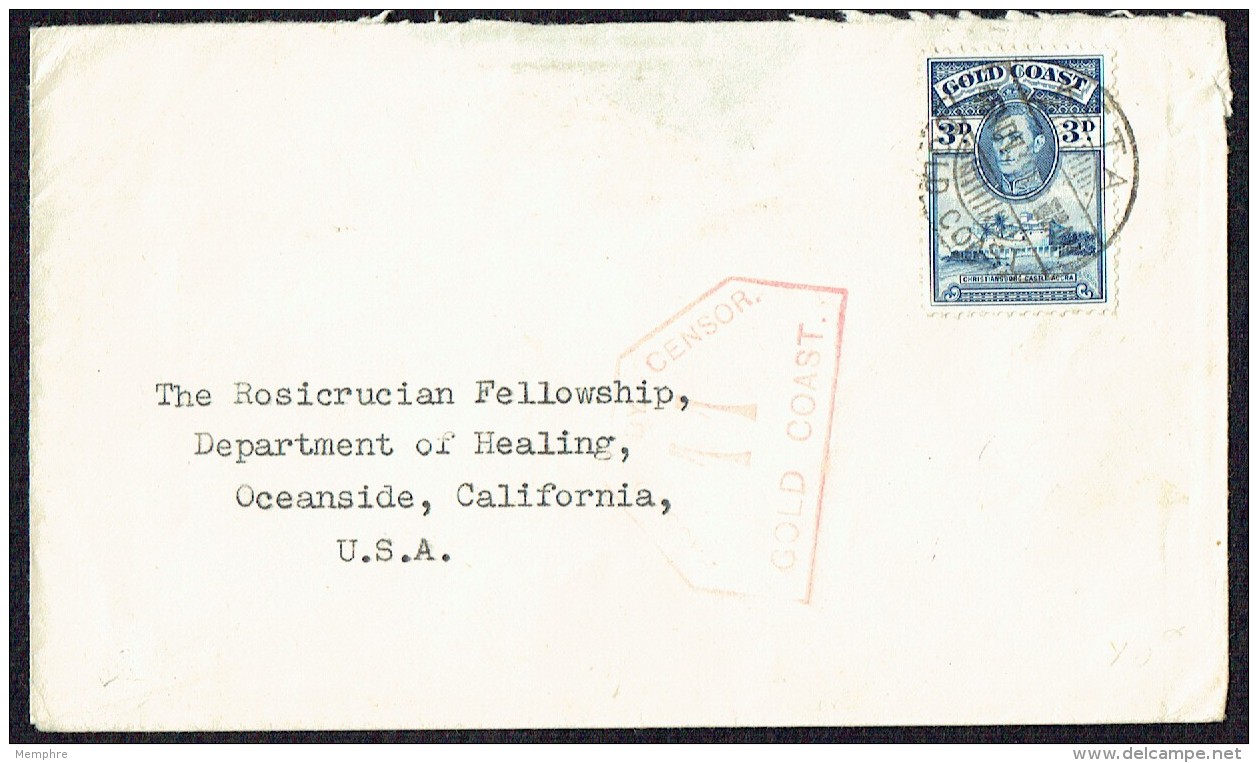 1940 Letter From Keta  To USA - Gold Coast Censor - Gold Coast (...-1957)