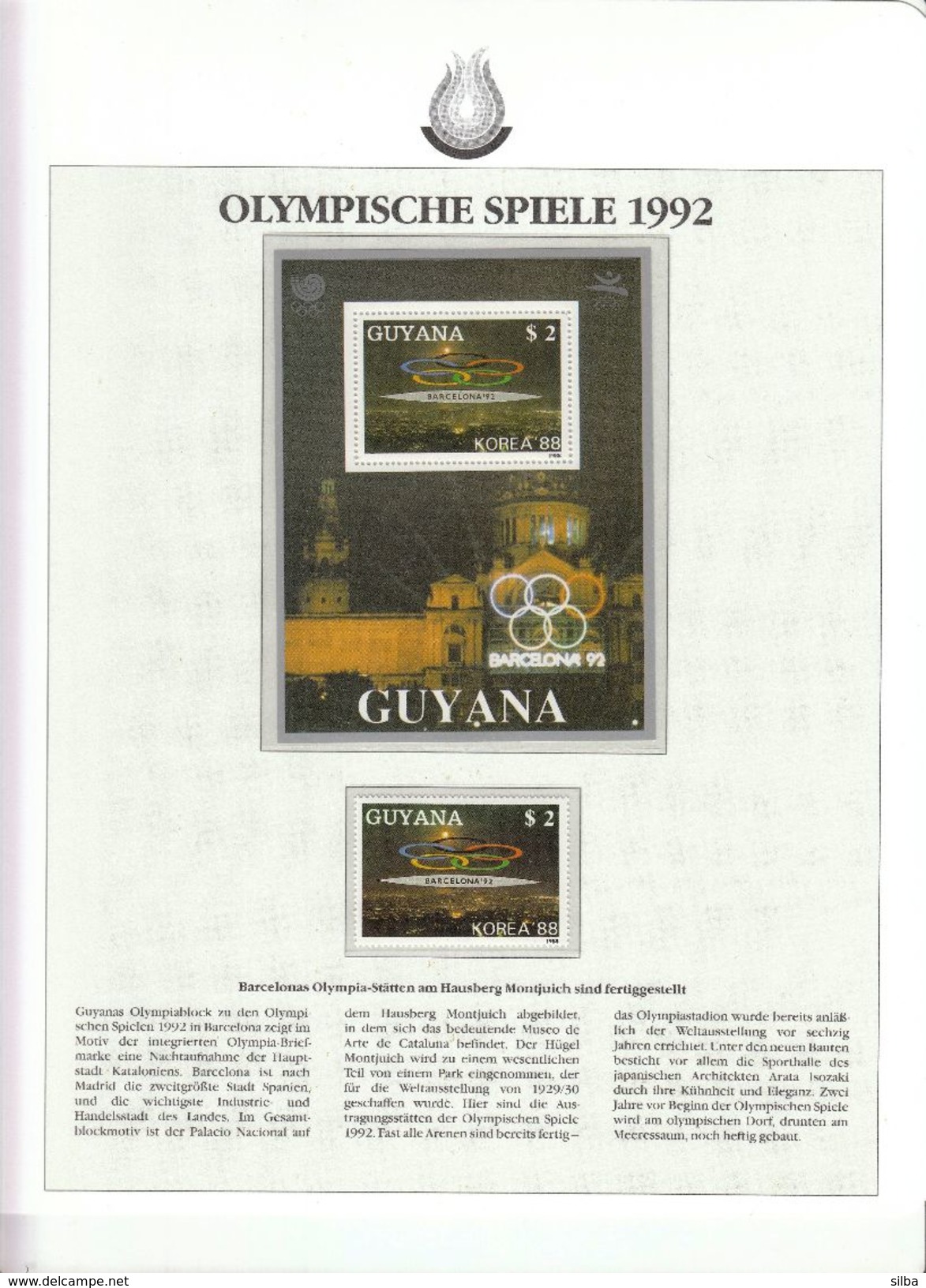 Guyana 1988 / Olympic Games Barcelona 1992 / Stadium - Sommer 1992: Barcelone