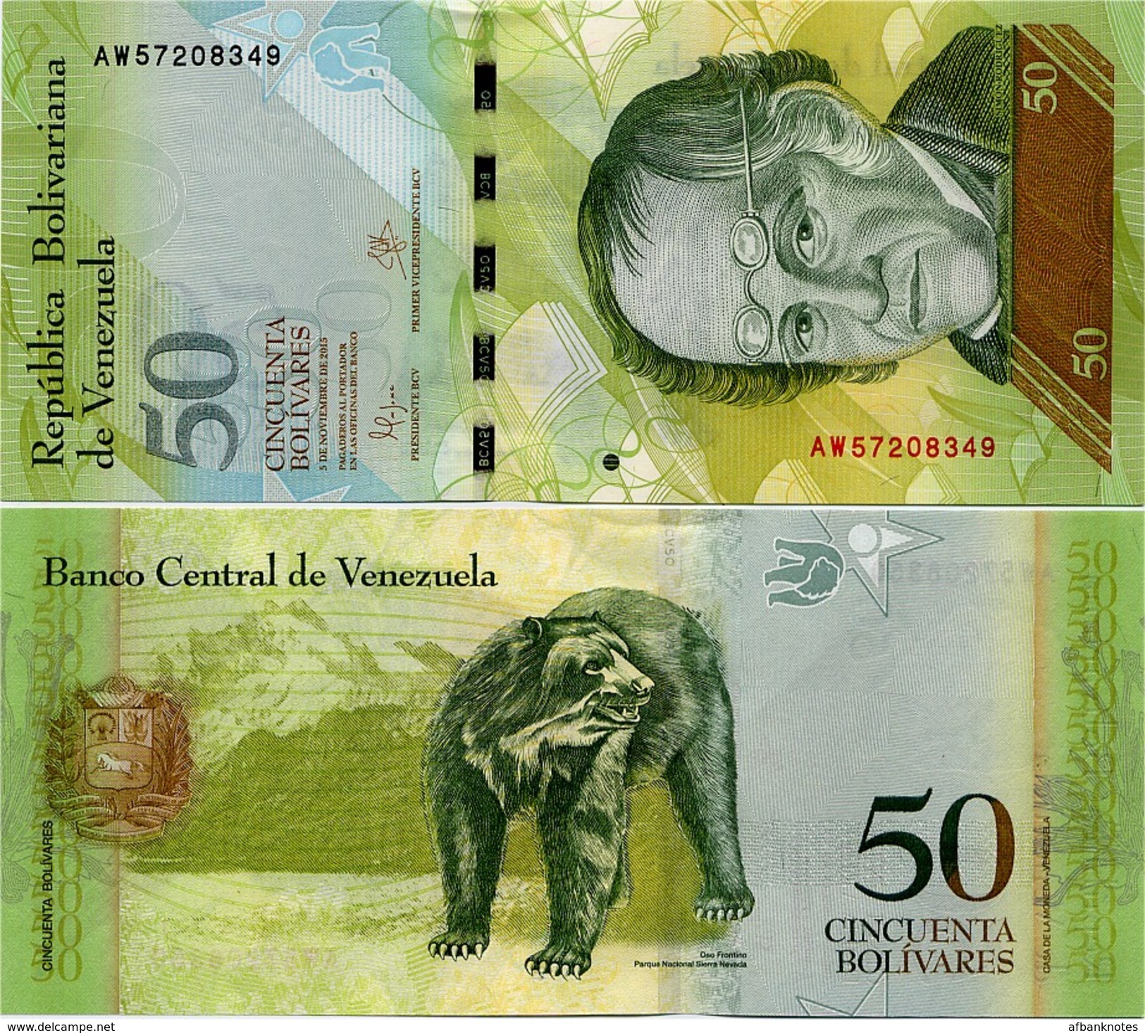 VENEZUELA       50 Bolívares       P-92[k]       5.11.2015       UNC - Venezuela