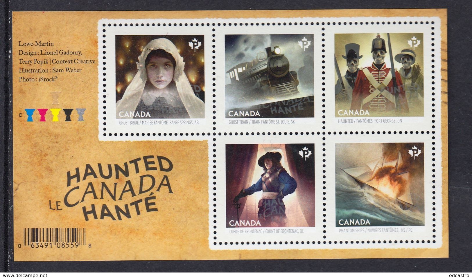 CANADA 2014 SOUVENIR SHEET HAUNTED - Unused Stamps