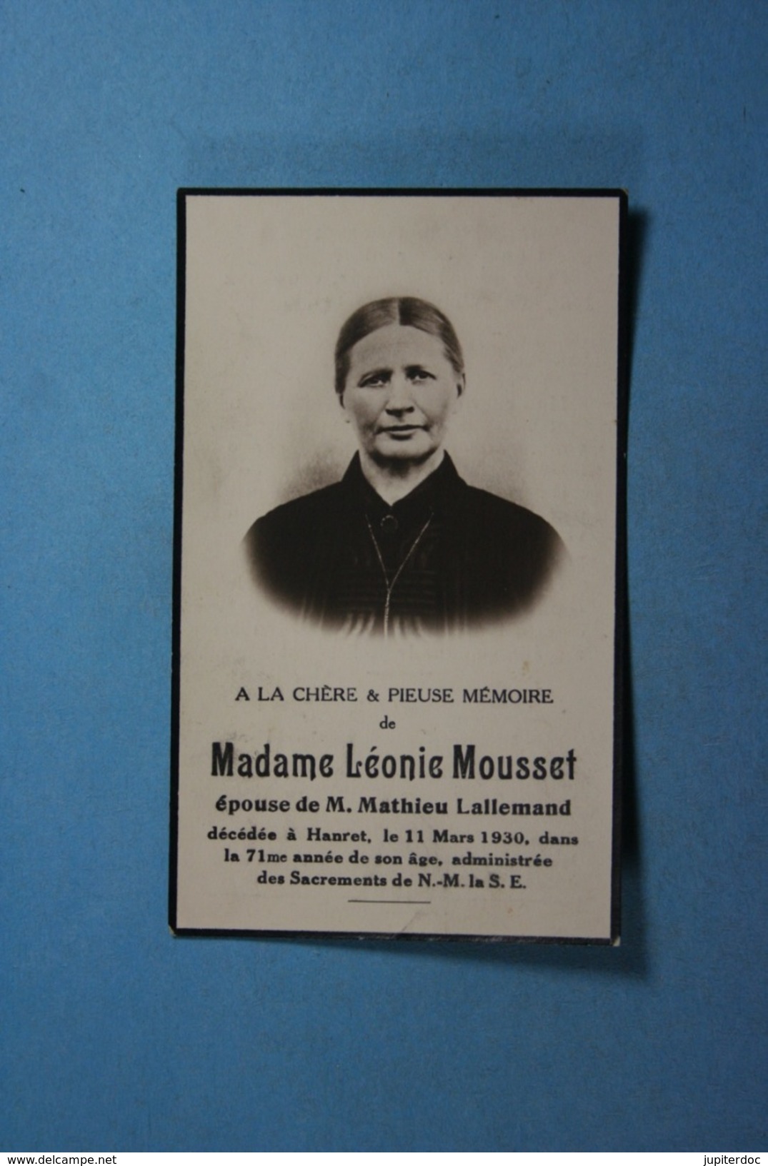 Léonie Mousset épse Lallemand Hanret 1930 /31/ - Images Religieuses