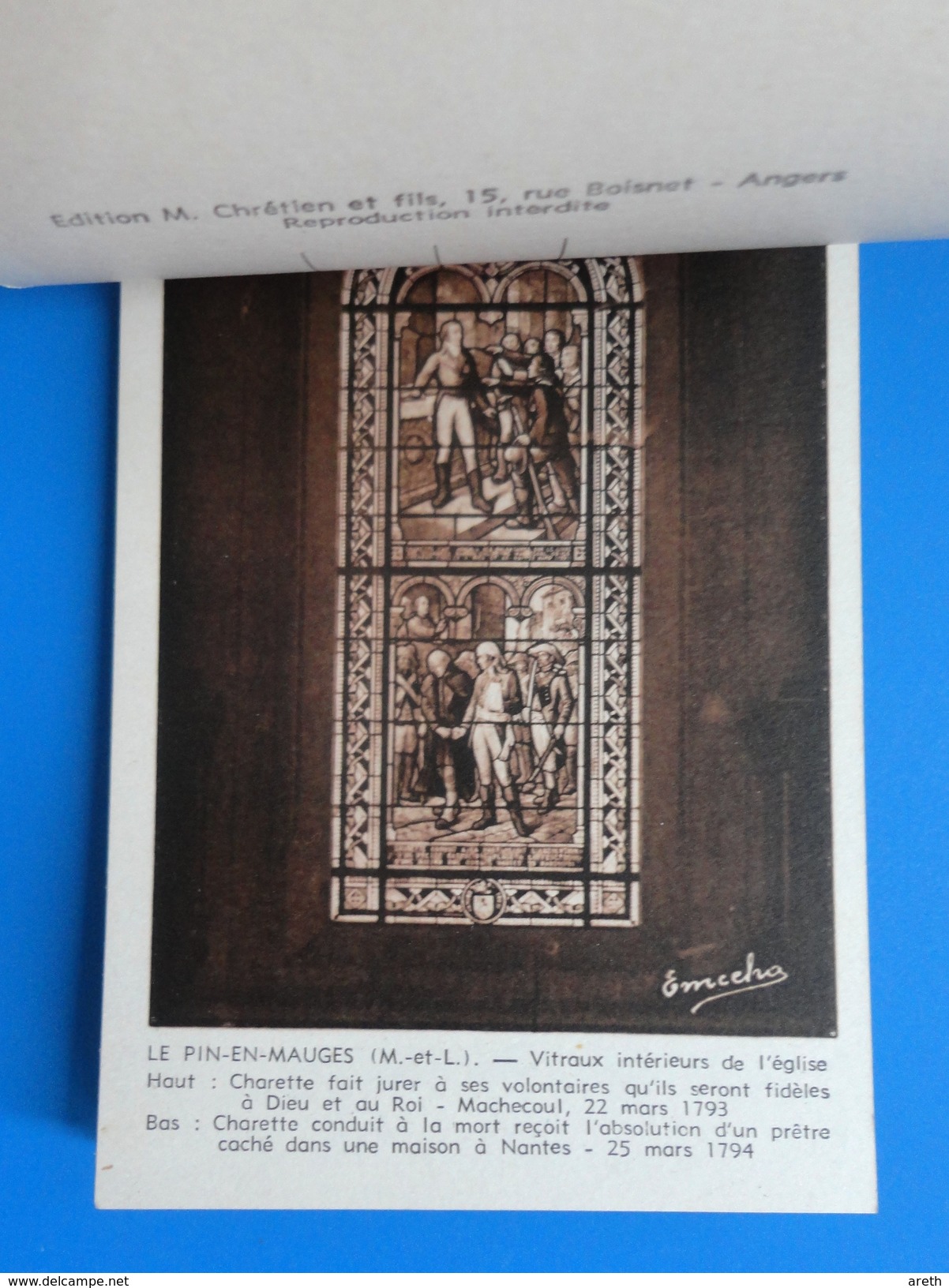 49 - Carnet Complet :  12 Cartes -  Vitraux De L'Eglise Du PIN En MAUGES - Episode Des Guerres De Vendée 1793 - Autres & Non Classés