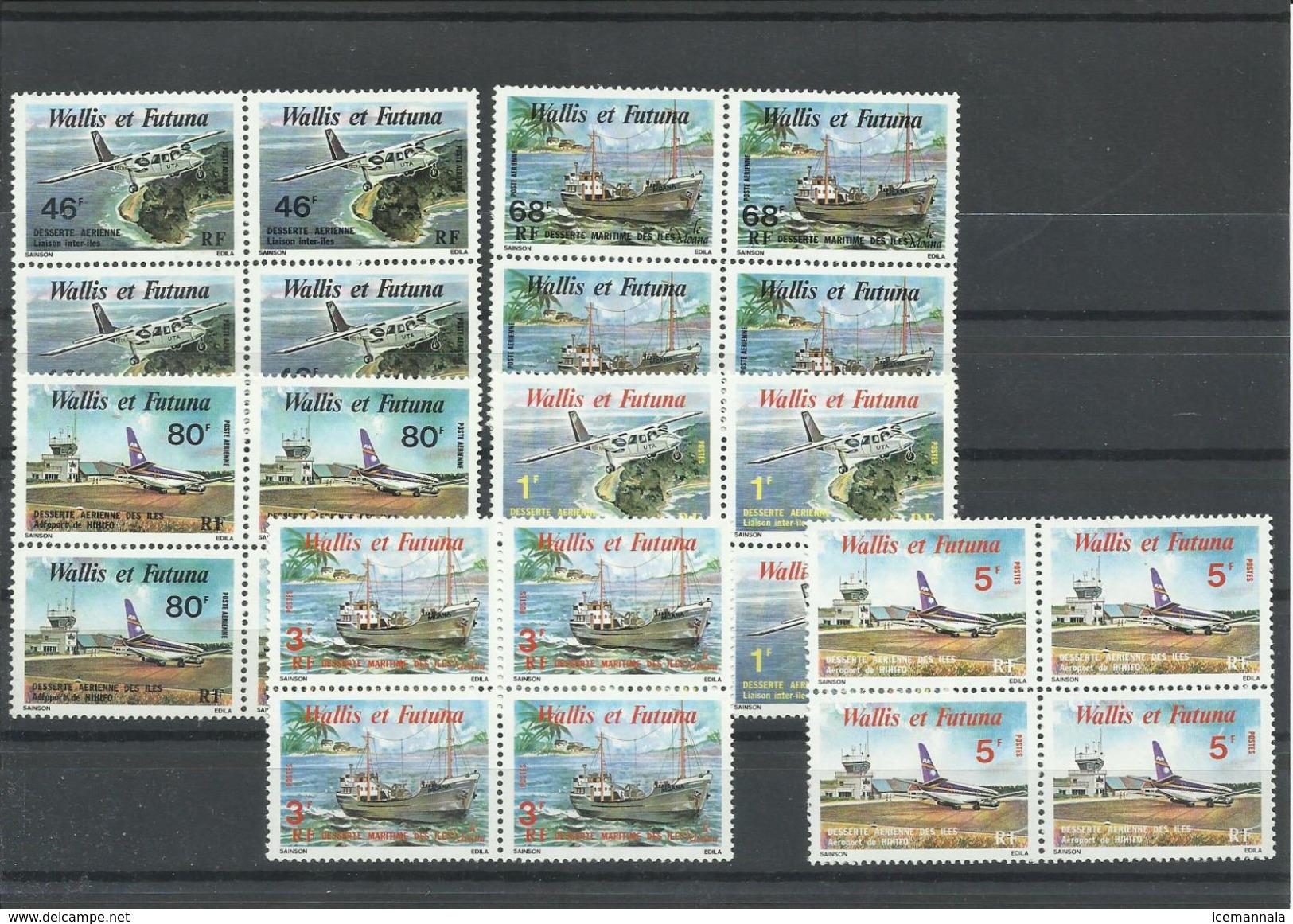 WALLYS YVERT  254/56,   AEREO  89/91  ( BLOQUE DE 4 SELLOS)  MNH  ** - Nuevos