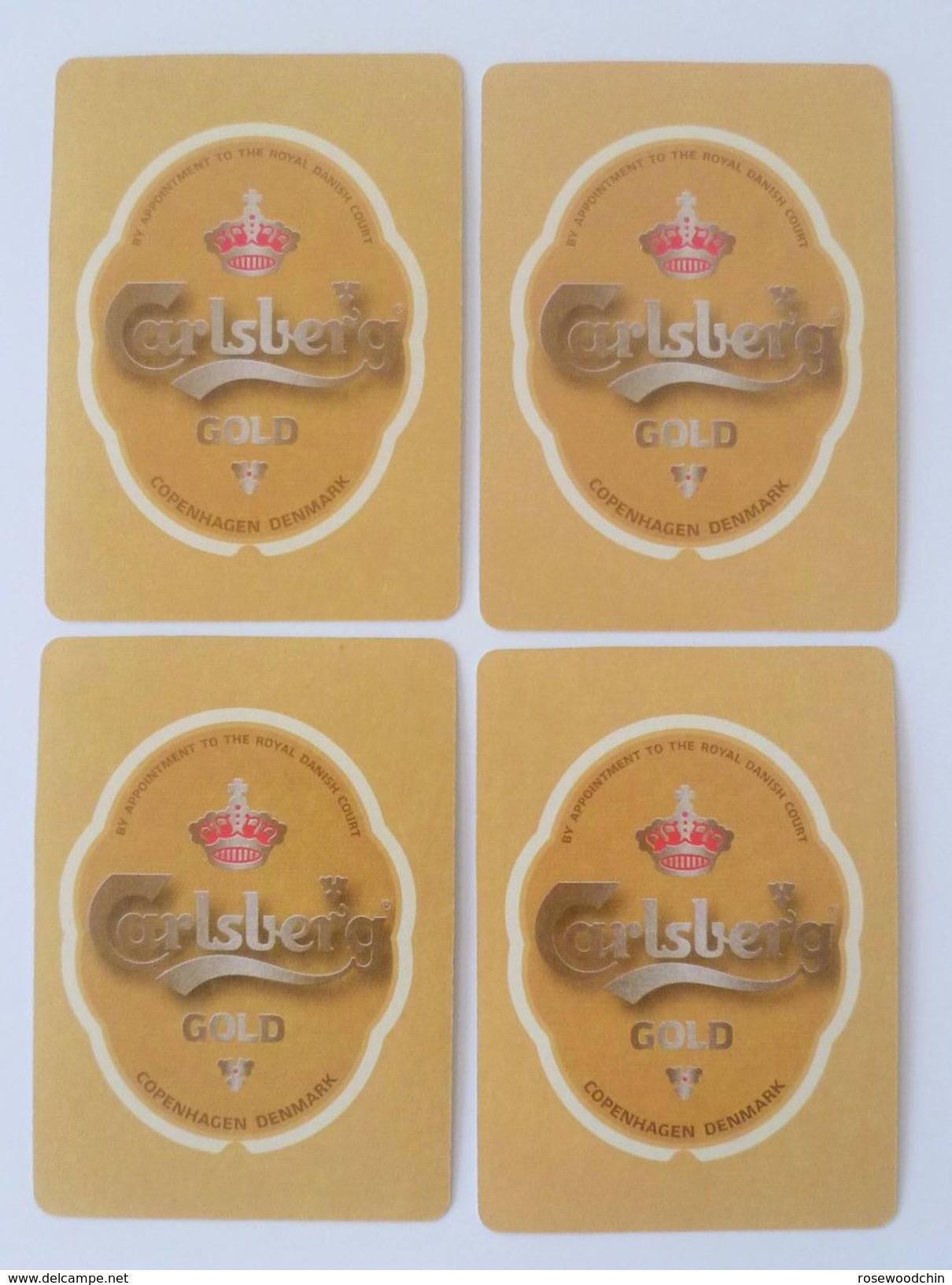 VINTAGE !! 4 Pcs. Gold Crown Carlsberg Beer Playing Card Ace Of Spade Heart Club Diamond (#110) - Kartenspiele (traditionell)