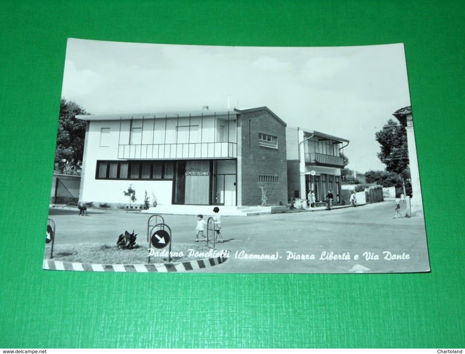 Cartolina Paderno Ponchielli ( Cremona ) - Piazza Libertà E Via Dante 1955 Ca - Cremona