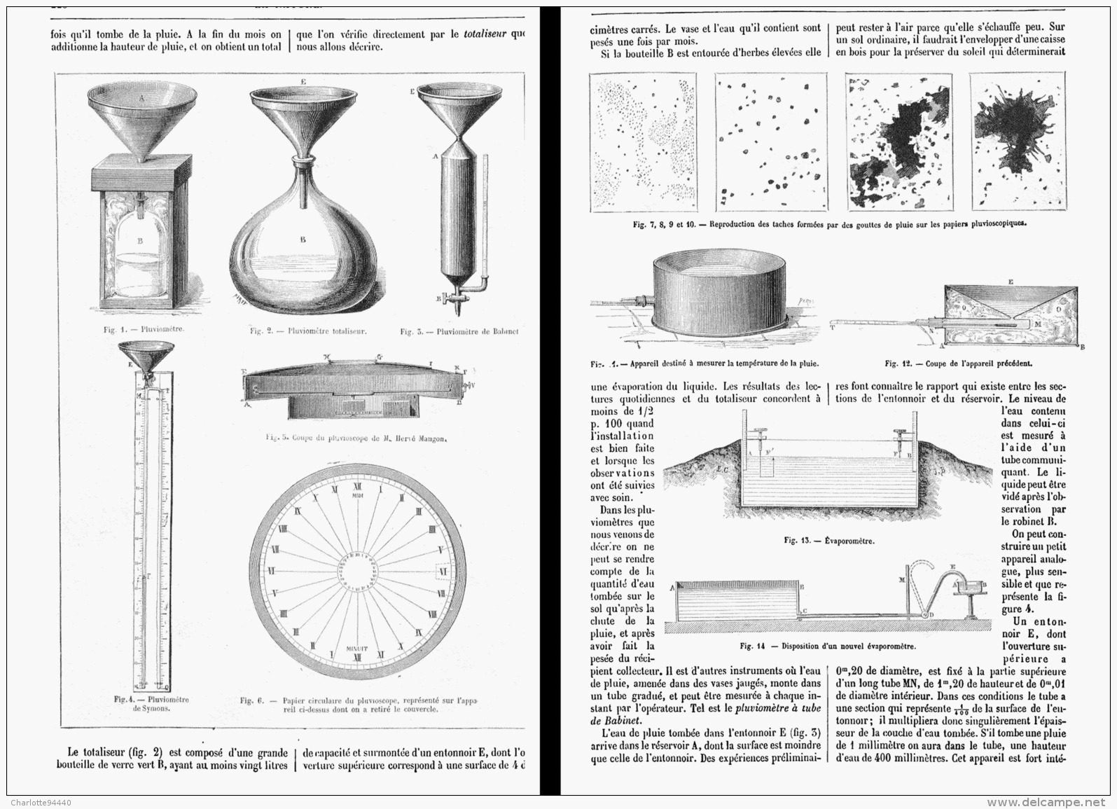 LES INSTRUMENTS D'OBSERVATIONS METEOROLOGIQUES  ( ETUDES DE LA PLUIE- PLUVIOMETRE )   1875 - Autres & Non Classés