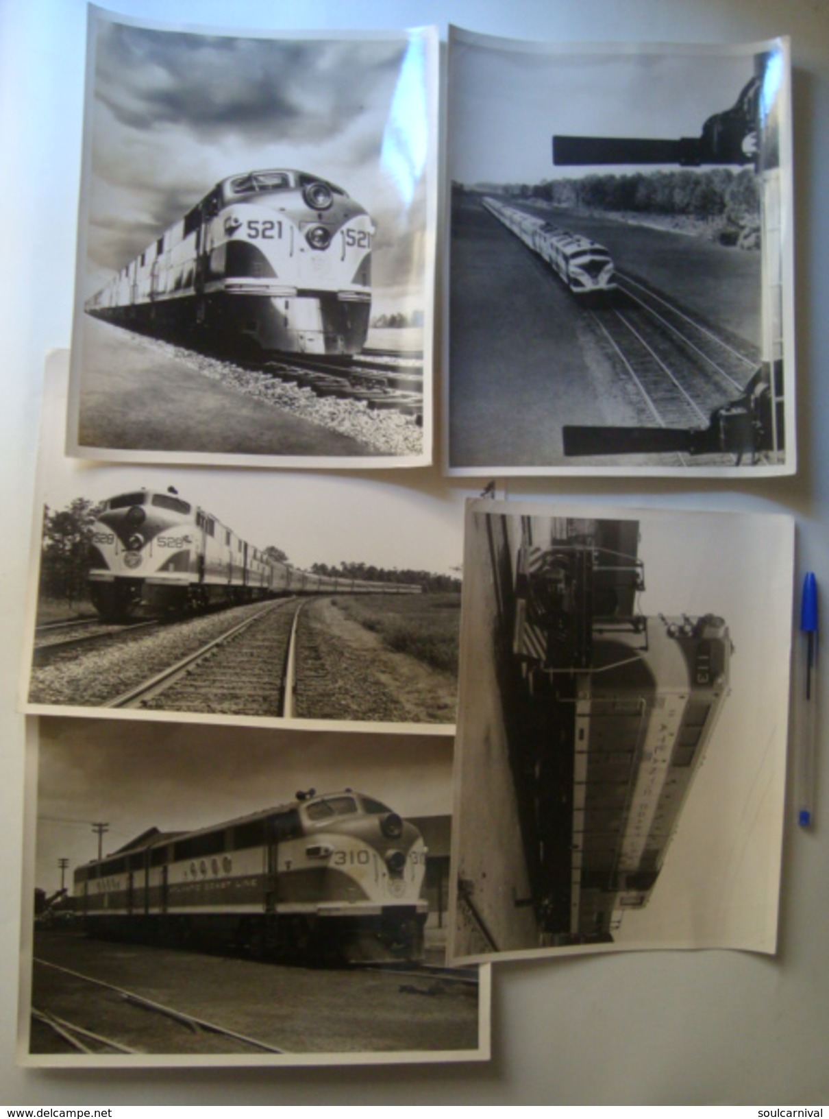 5 ORIGINAL ATLANTIC COAST LINE LOCOMOTIVE PHOTOS  (ACL, 50s). THE CHAMPION, THE MIAMIAN, LOCOMOTIVE EMC E3. - Eisenbahnverkehr