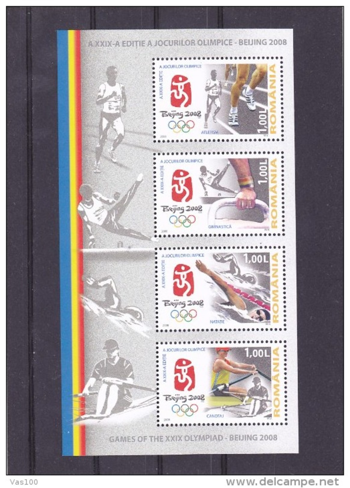 Romania, Roumanie, Rumania,BEIJING,OLYMPIC GAMES,2008,MNH ** BLOCK 4 STAMPS. - Blocs-feuillets