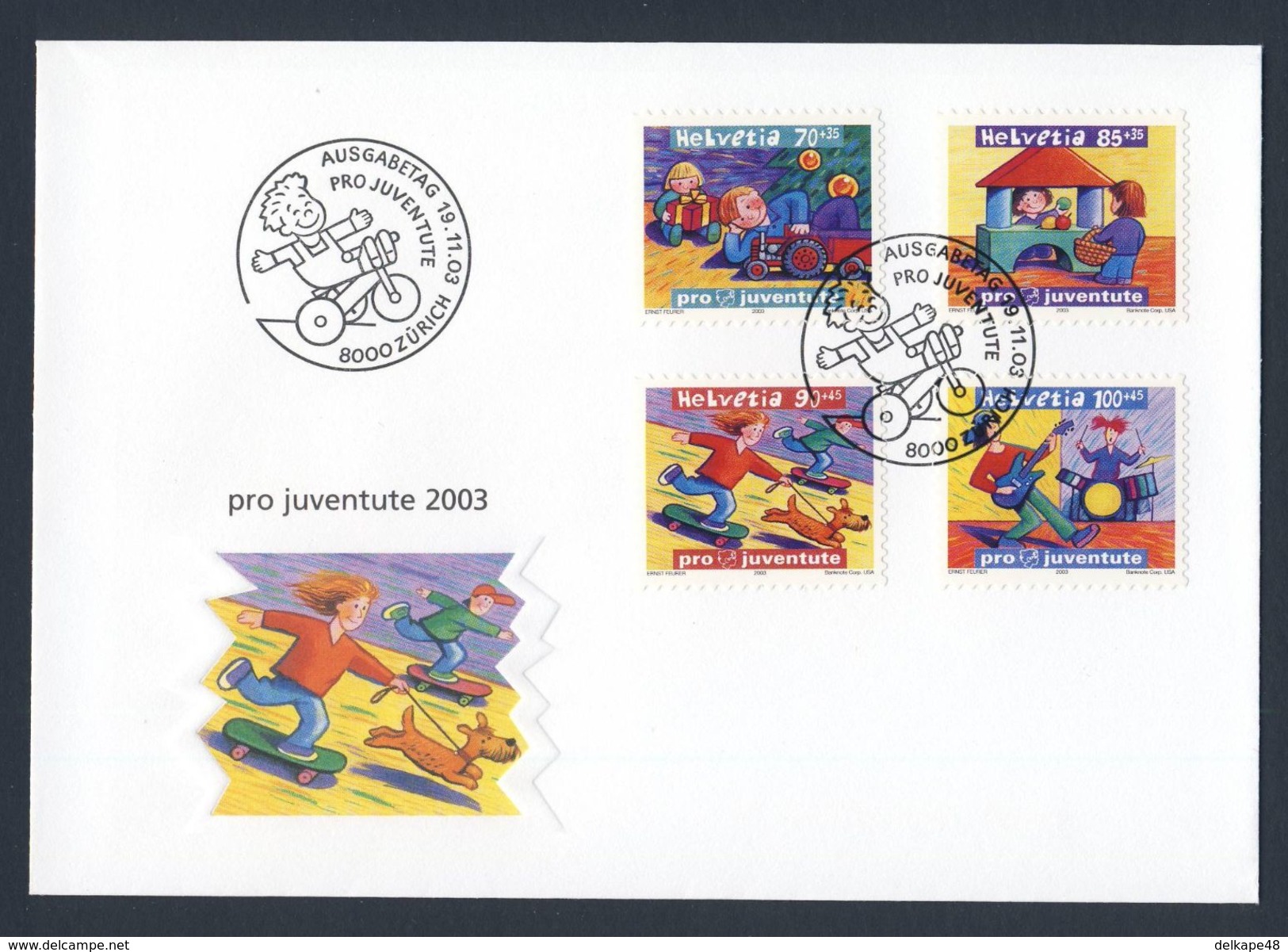 Switzerland Schweiz Suisse 2003 FDC - Mi 1853 /6 - Children's Rights : Right To Play / Kinderrechte - Recht Auf Freizeit - UNICEF