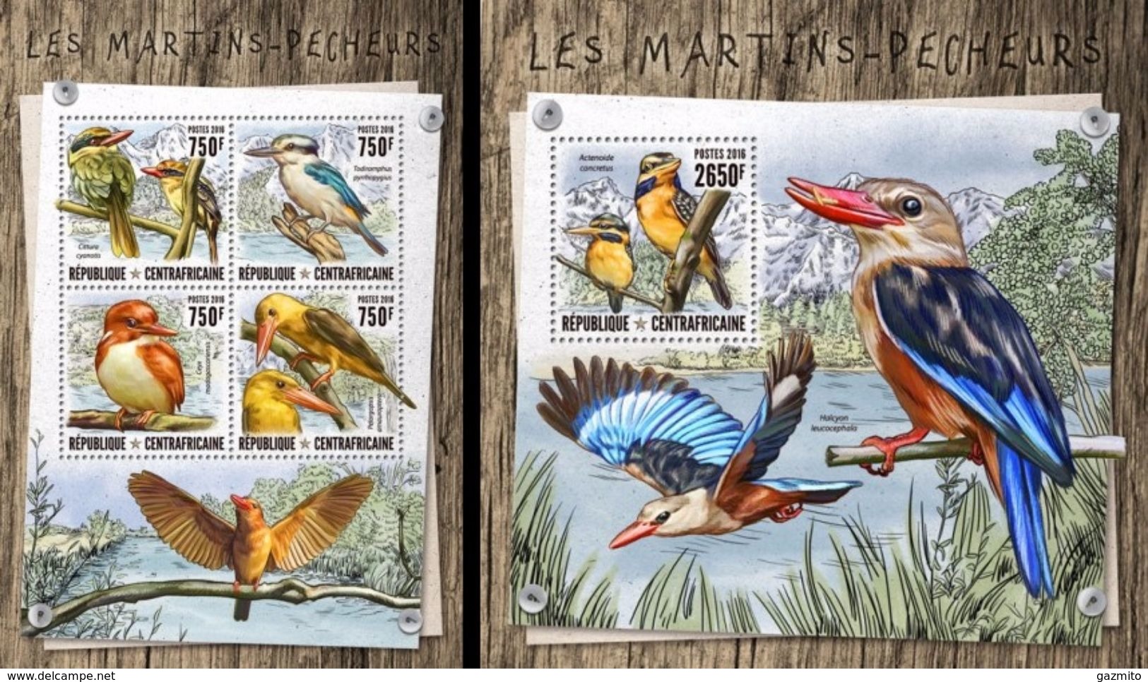 Centrafrica 2016, Animals, Kingfishers, 4val In BF +BF - Albatros